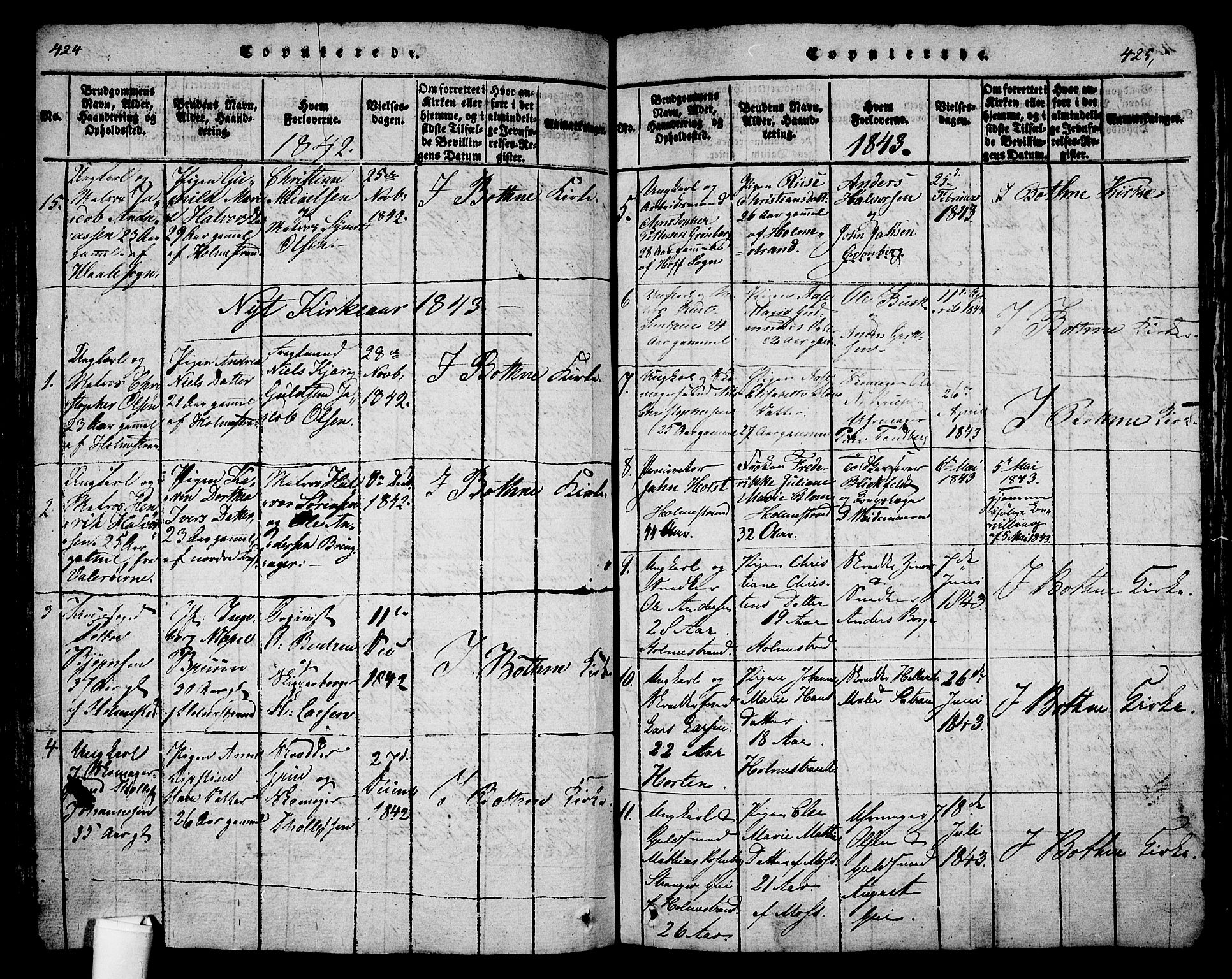 Holmestrand kirkebøker, SAKO/A-346/G/Ga/L0001: Parish register (copy) no. 1, 1814-1848, p. 424-425