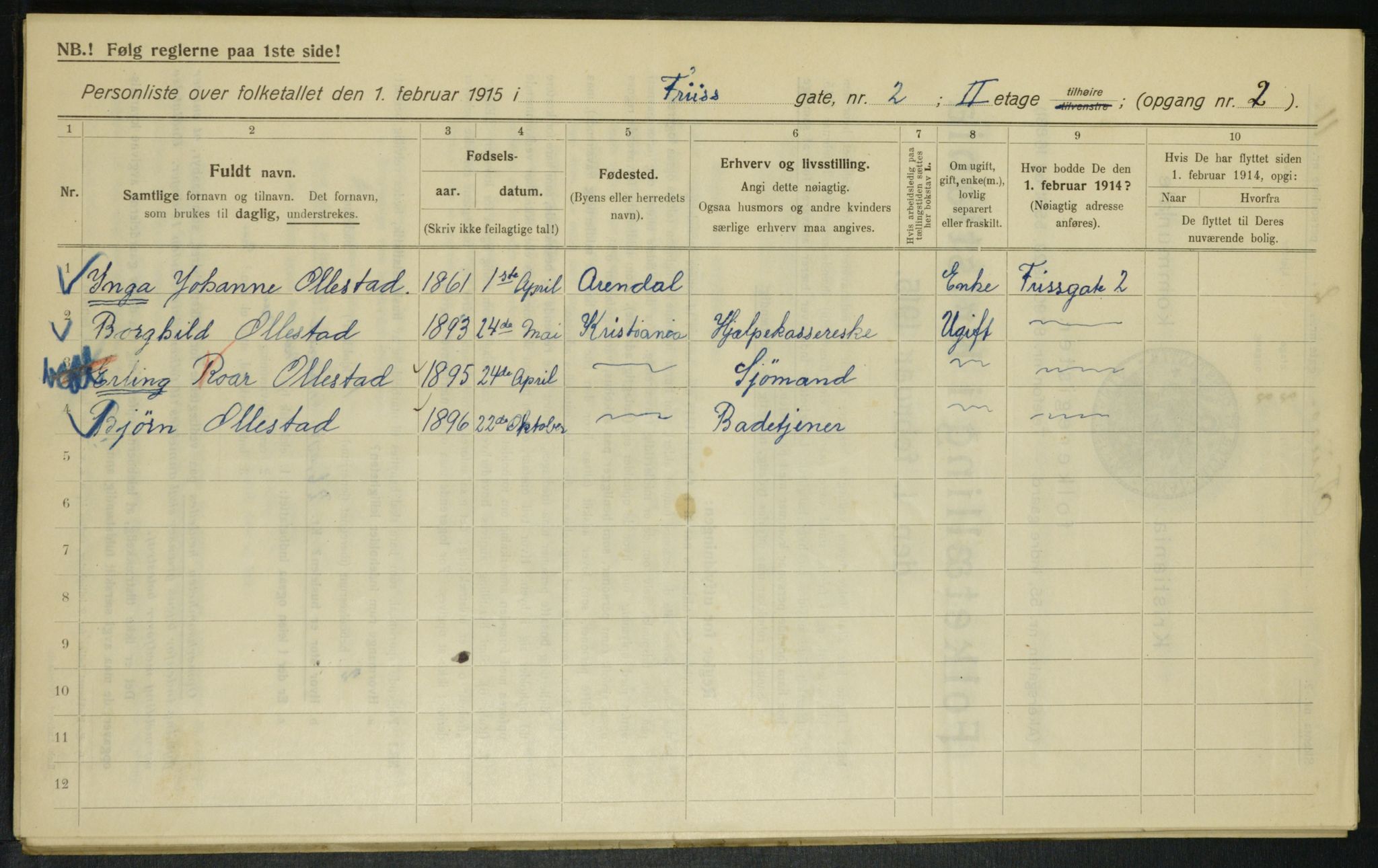 OBA, Municipal Census 1915 for Kristiania, 1915, p. 26453