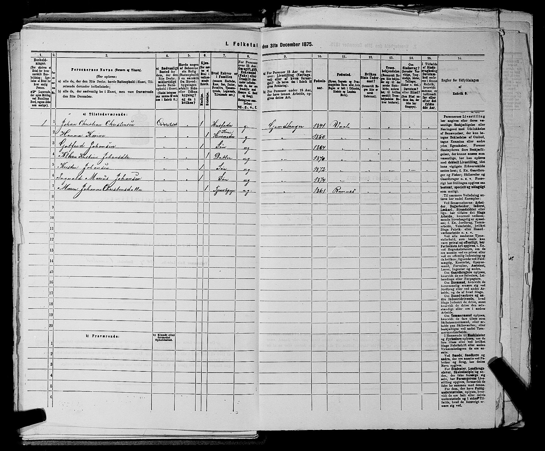 SAKO, 1875 census for 0716P Våle, 1875, p. 510