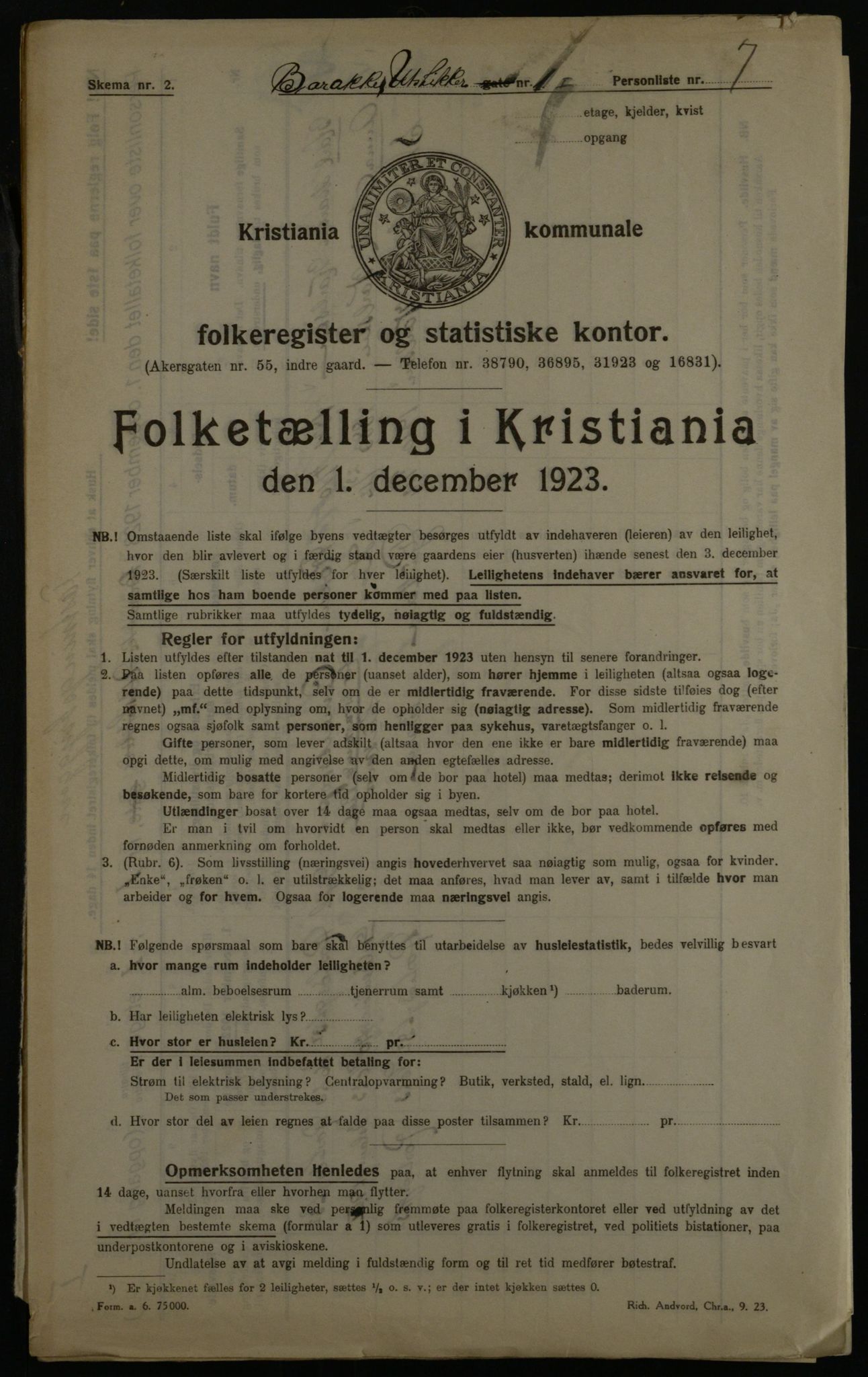 OBA, Municipal Census 1923 for Kristiania, 1923, p. 27261