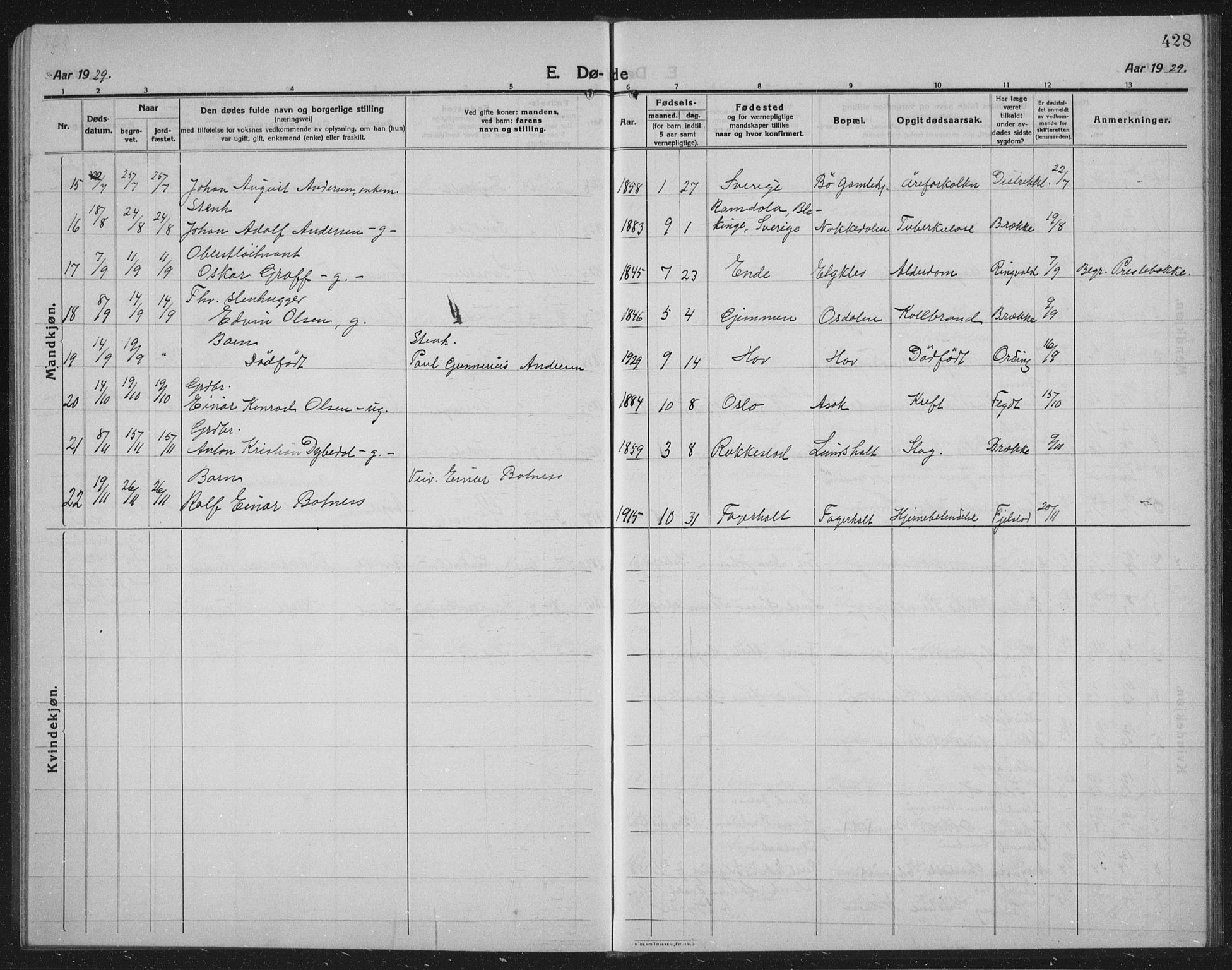 Idd prestekontor Kirkebøker, SAO/A-10911/G/Gb/L0003: Parish register (copy) no. II 3, 1914-1940, p. 428