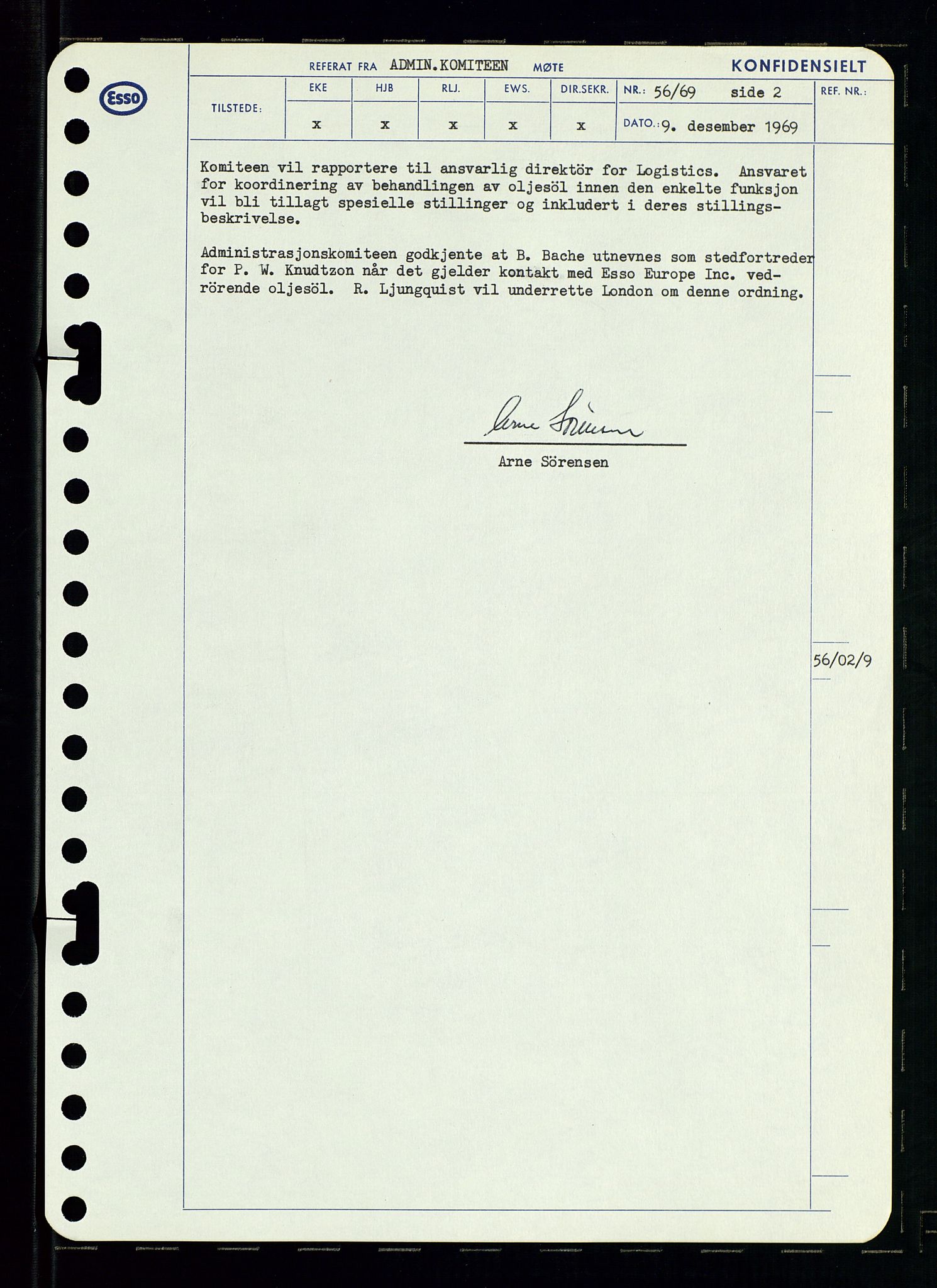 Pa 0982 - Esso Norge A/S, AV/SAST-A-100448/A/Aa/L0003/0001: Den administrerende direksjon Board minutes (styrereferater) og Bedriftforsamlingsprotokoll / Den administrerende direksjon Board minutes (styrereferater), 1969, p. 127