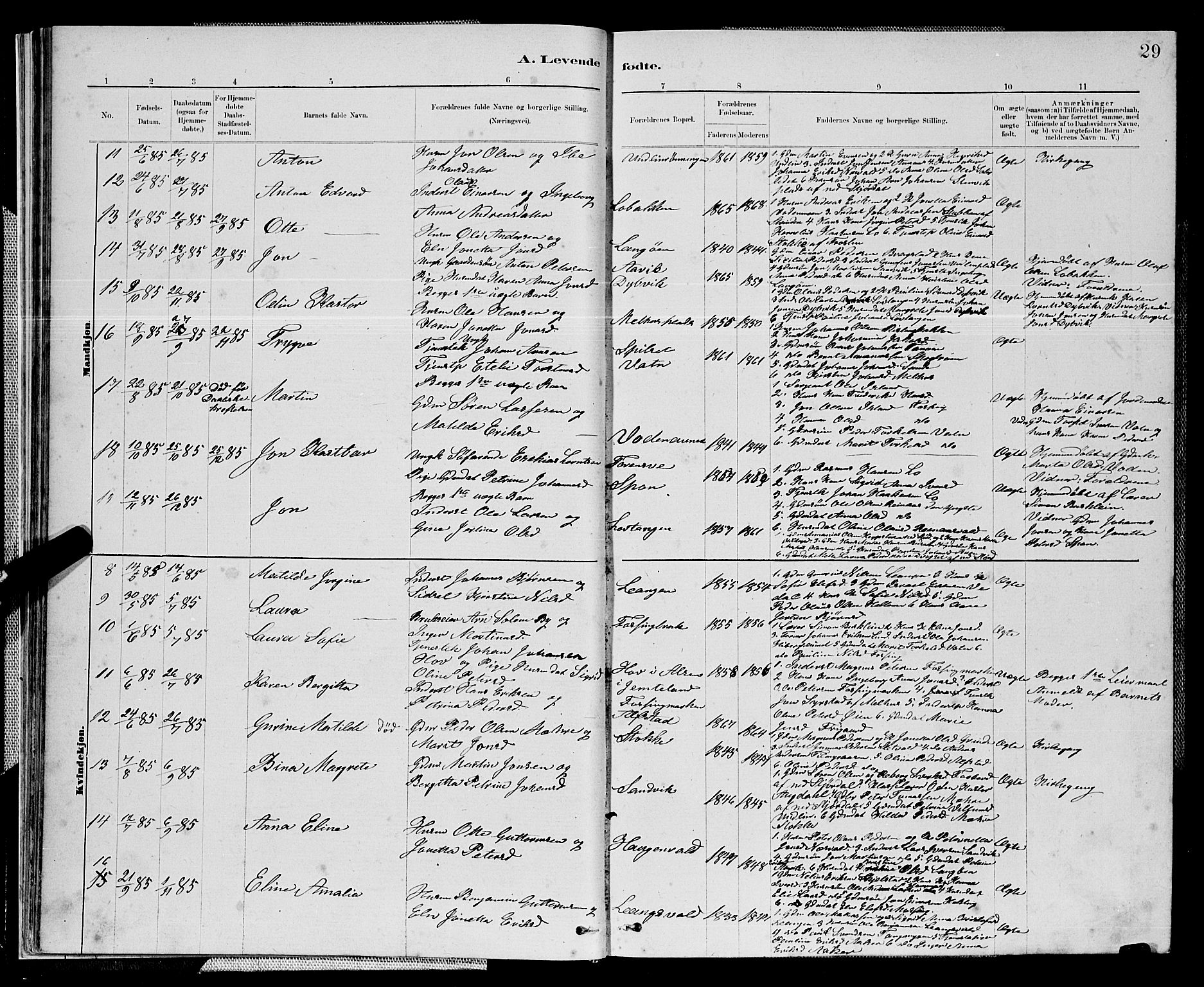 Ministerialprotokoller, klokkerbøker og fødselsregistre - Nord-Trøndelag, AV/SAT-A-1458/714/L0134: Parish register (copy) no. 714C03, 1878-1898, p. 29