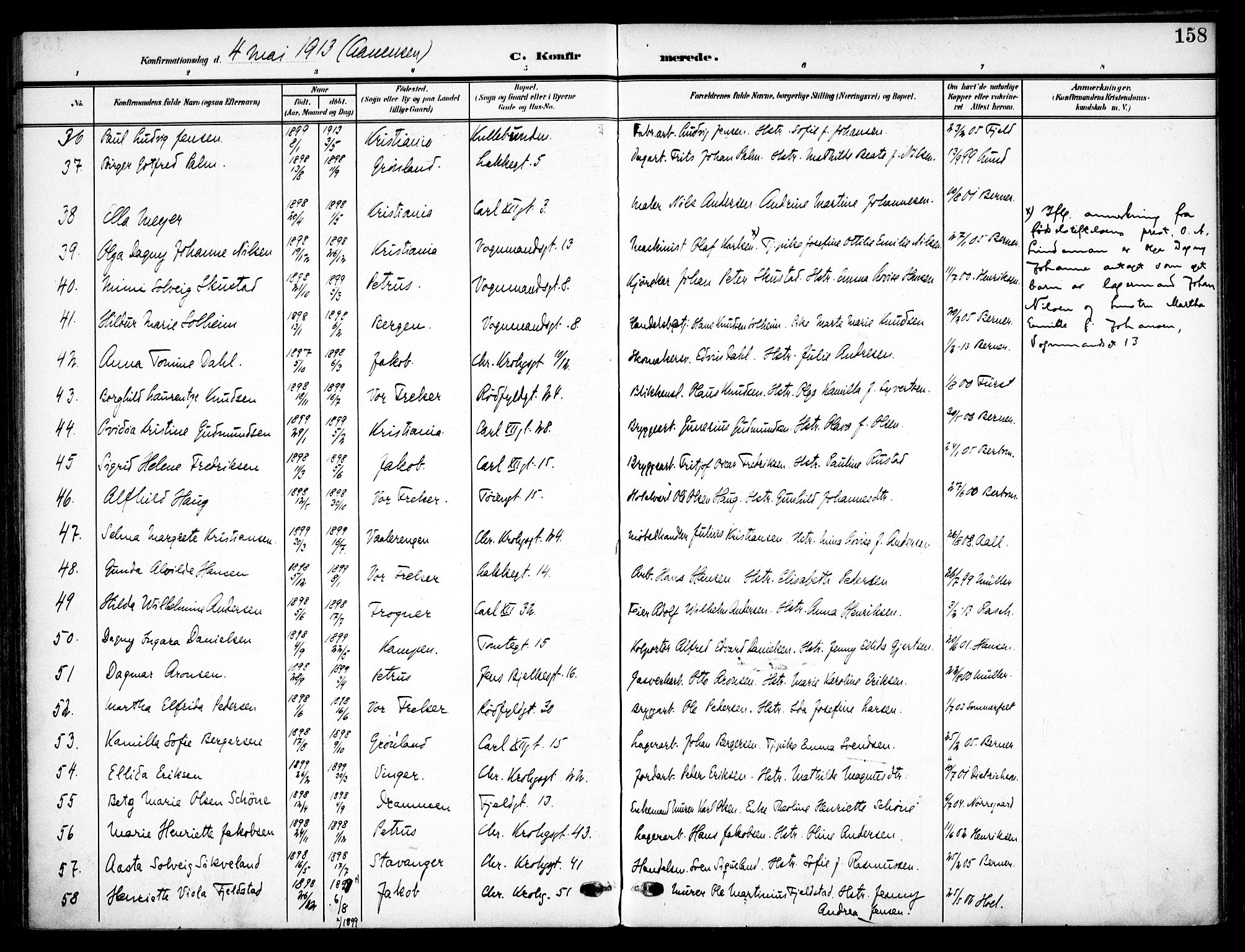 Vaterland prestekontor Kirkebøker, AV/SAO-A-10880/F/Fa/L0001: Parish register (official) no. 1, 1907-1930, p. 158