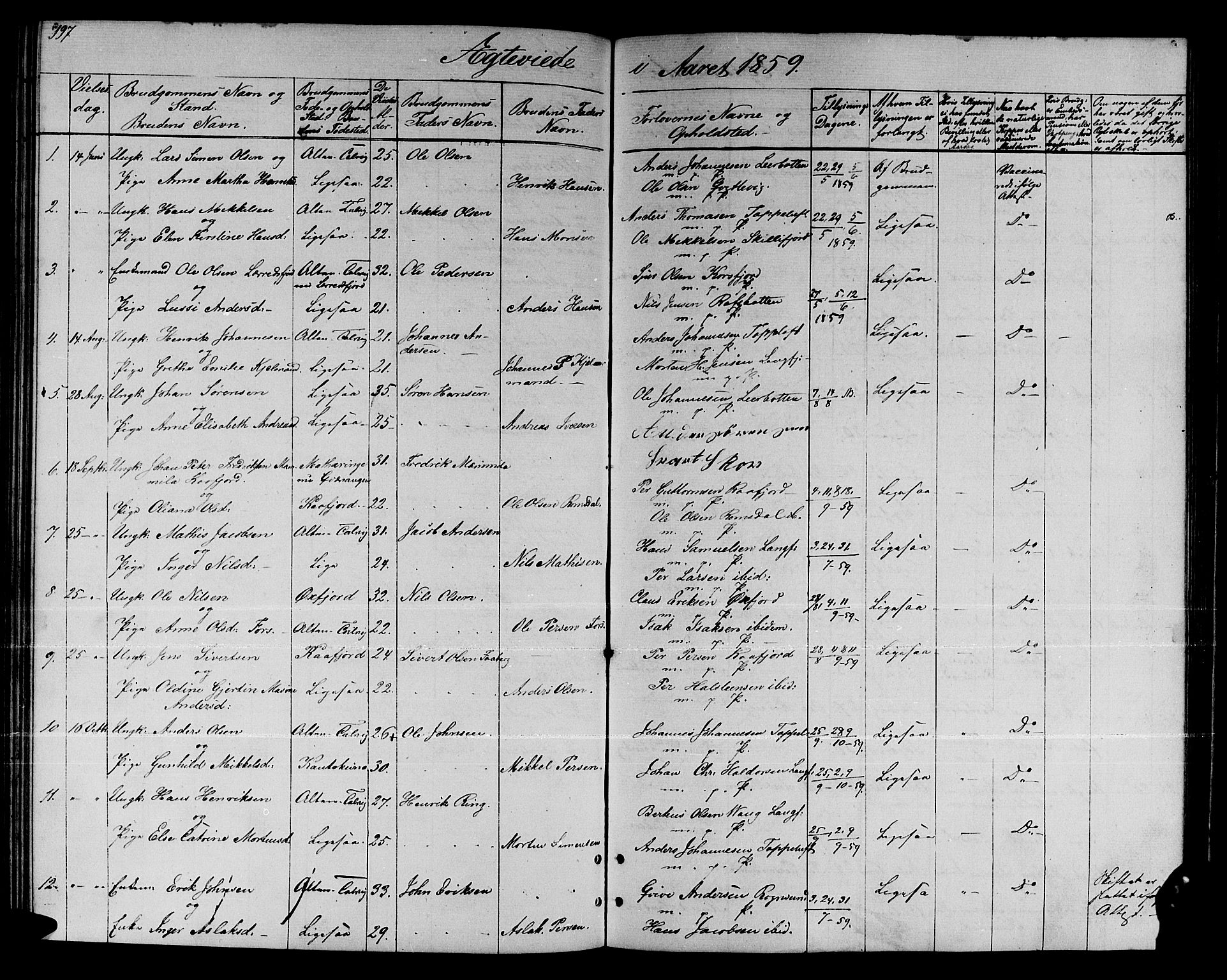 Talvik sokneprestkontor, SATØ/S-1337/H/Hb/L0001klokker: Parish register (copy) no. 1, 1847-1863, p. 197