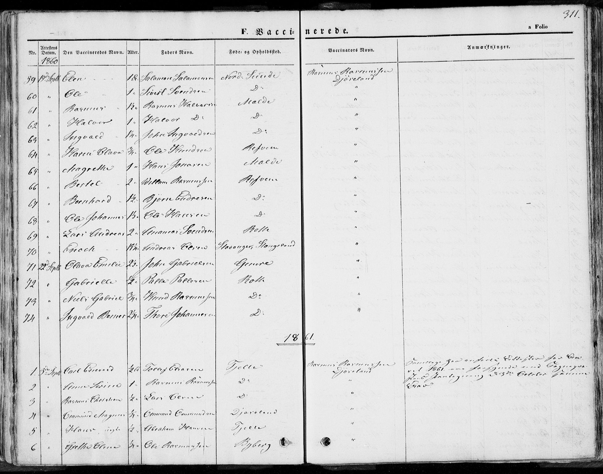 Håland sokneprestkontor, AV/SAST-A-101802/001/30BA/L0008: Parish register (official) no. A 7.2, 1854-1870, p. 311