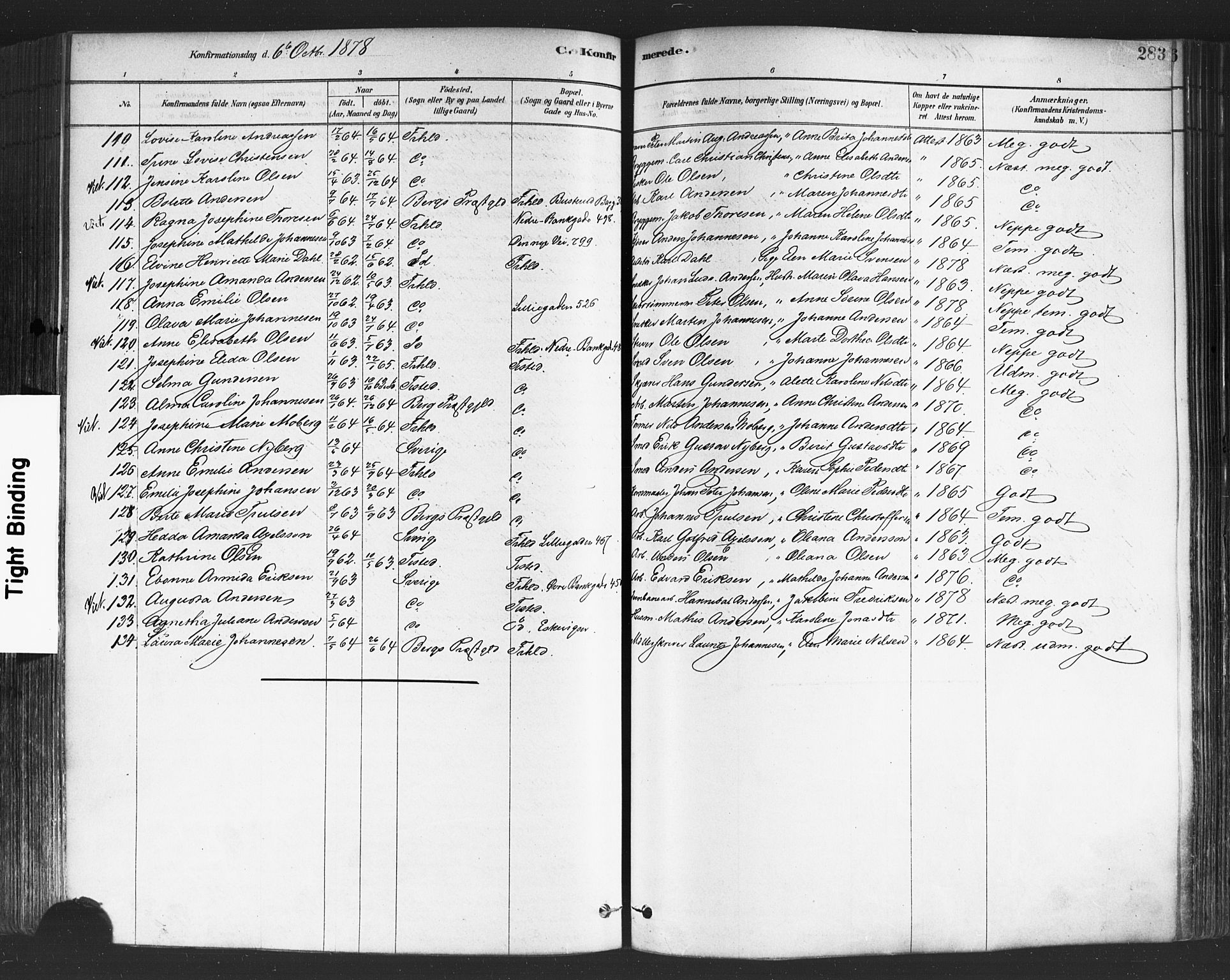 Halden prestekontor Kirkebøker, AV/SAO-A-10909/F/Fa/L0011: Parish register (official) no. I 11, 1878-1889, p. 283