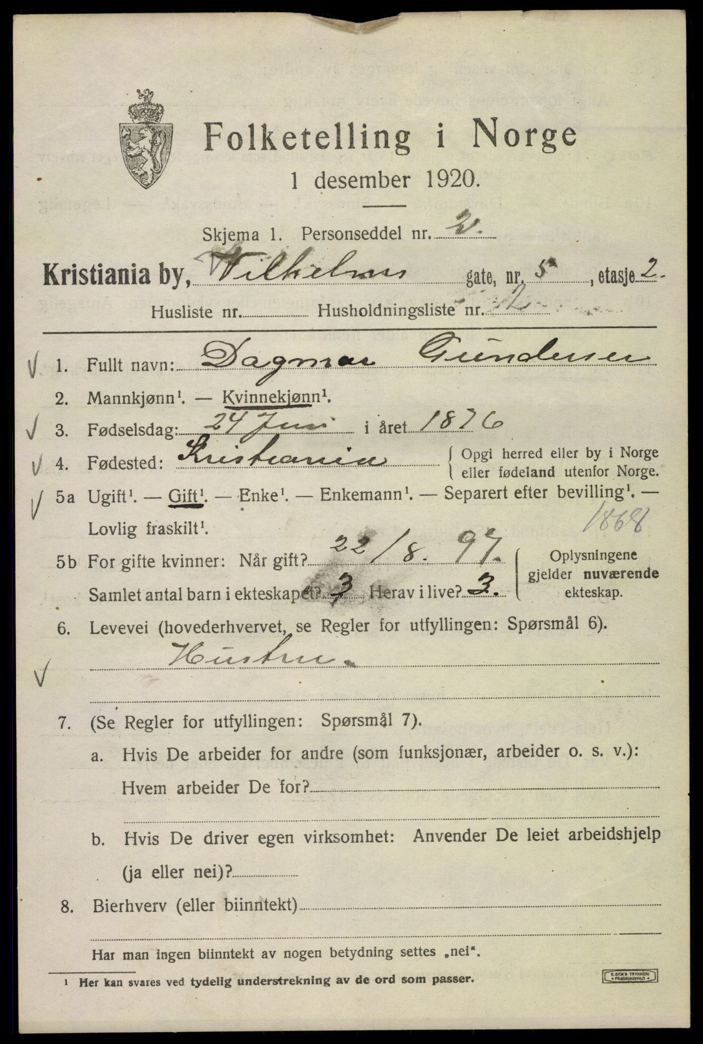 SAO, 1920 census for Kristiania, 1920, p. 652815