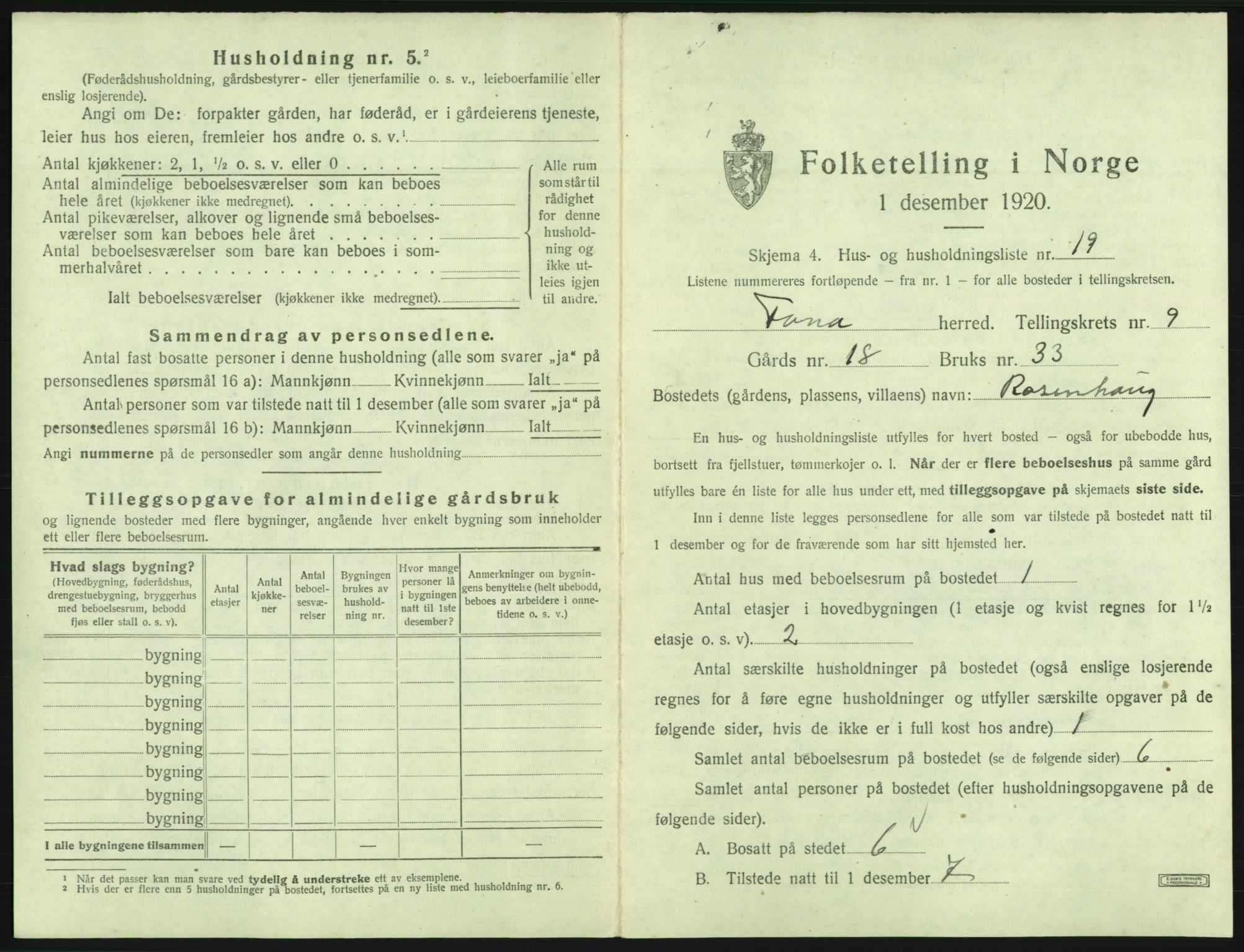 SAB, 1920 census for Fana, 1920, p. 1648