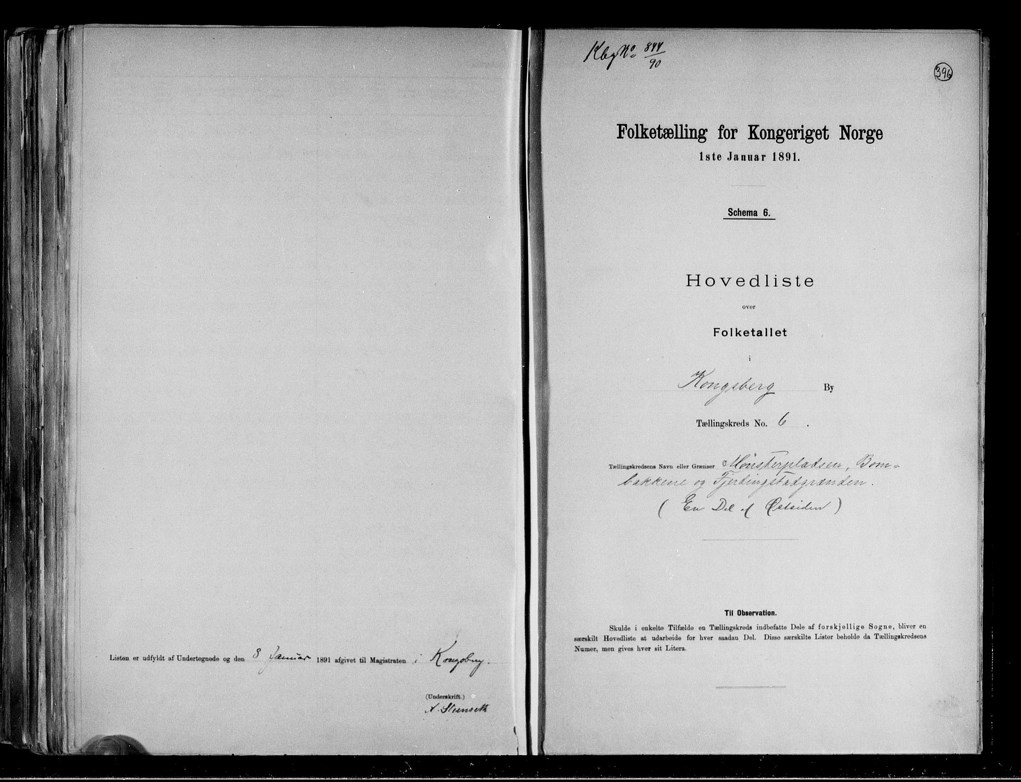 RA, 1891 census for 0604 Kongsberg, 1891, p. 14