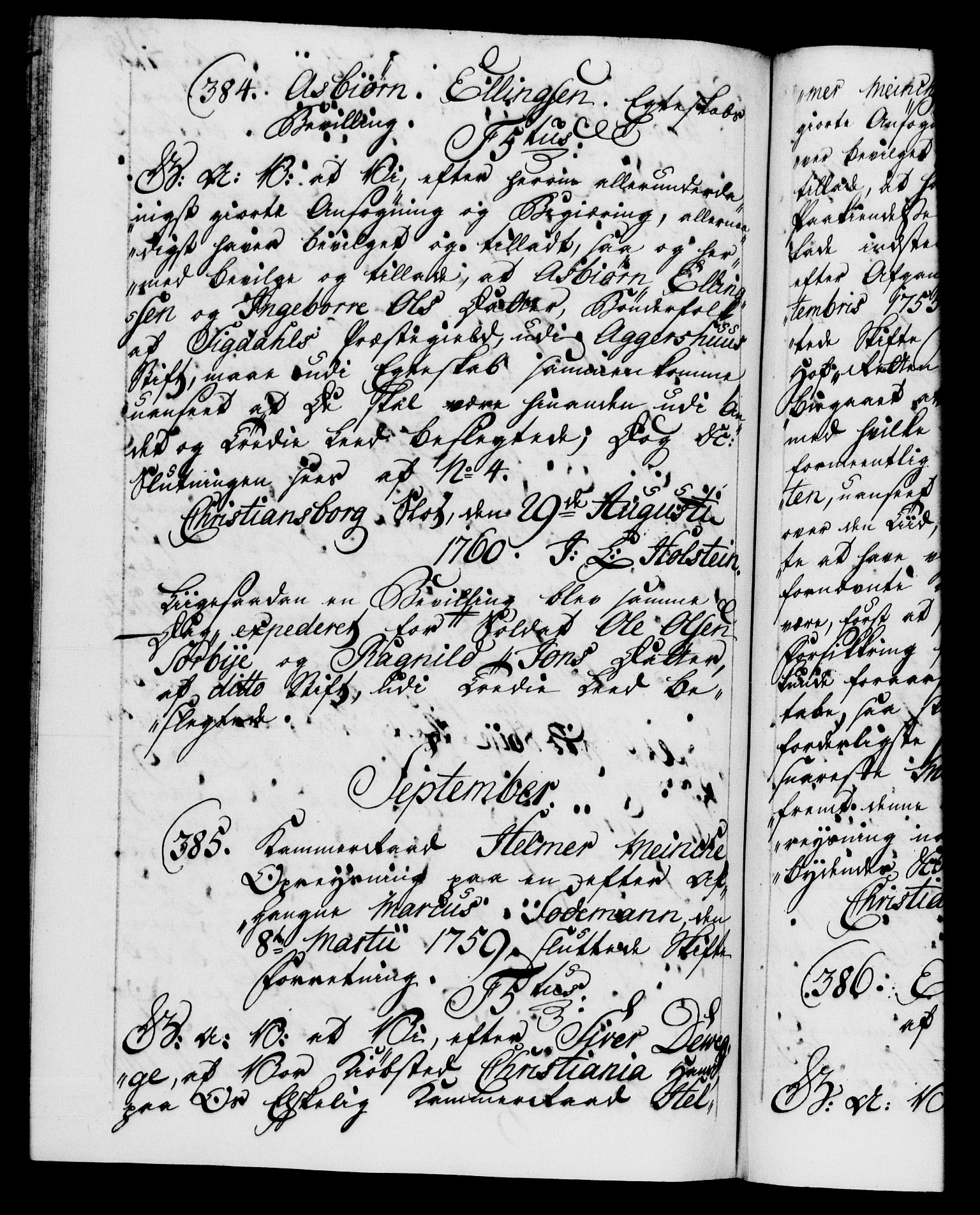 Danske Kanselli 1572-1799, AV/RA-EA-3023/F/Fc/Fca/Fcaa/L0041: Norske registre, 1760-1762, p. 216b