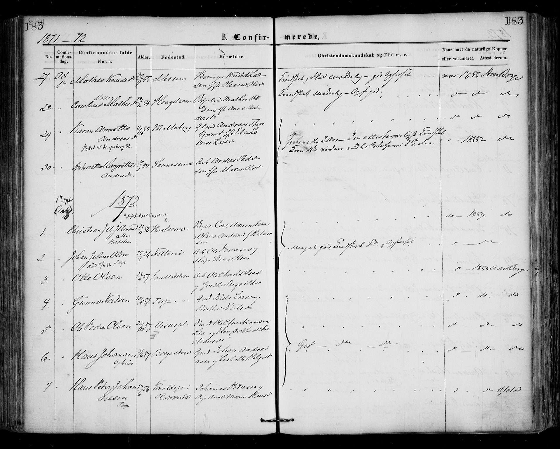 Borge prestekontor Kirkebøker, SAO/A-10903/F/Fa/L0006: Parish register (official) no. I 6, 1861-1874, p. 183