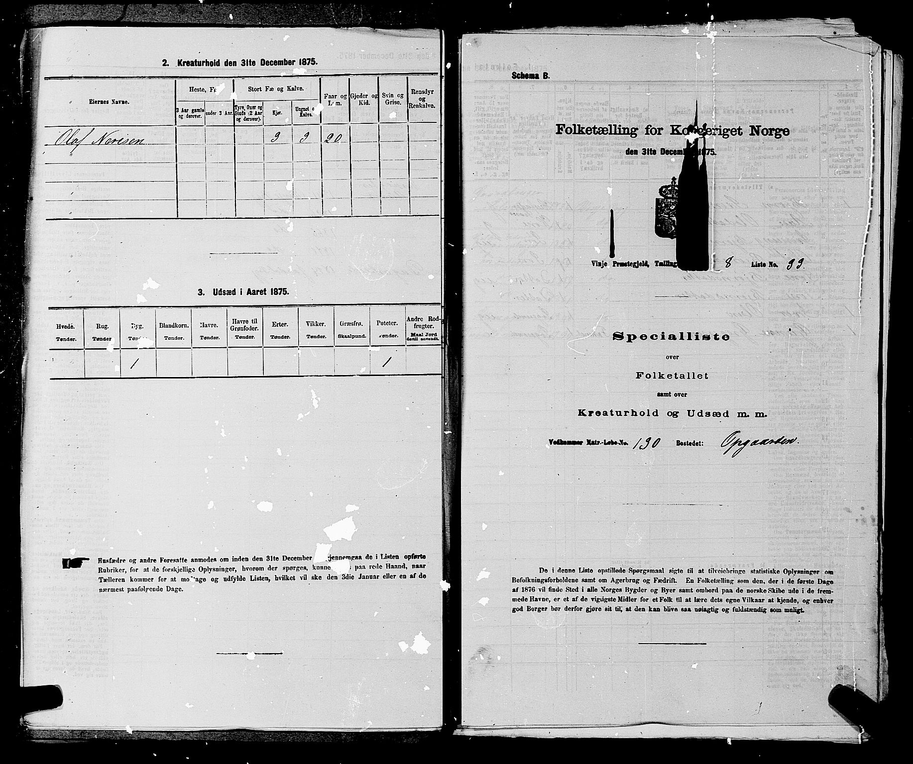 SAKO, 1875 census for 0834P Vinje, 1875, p. 651