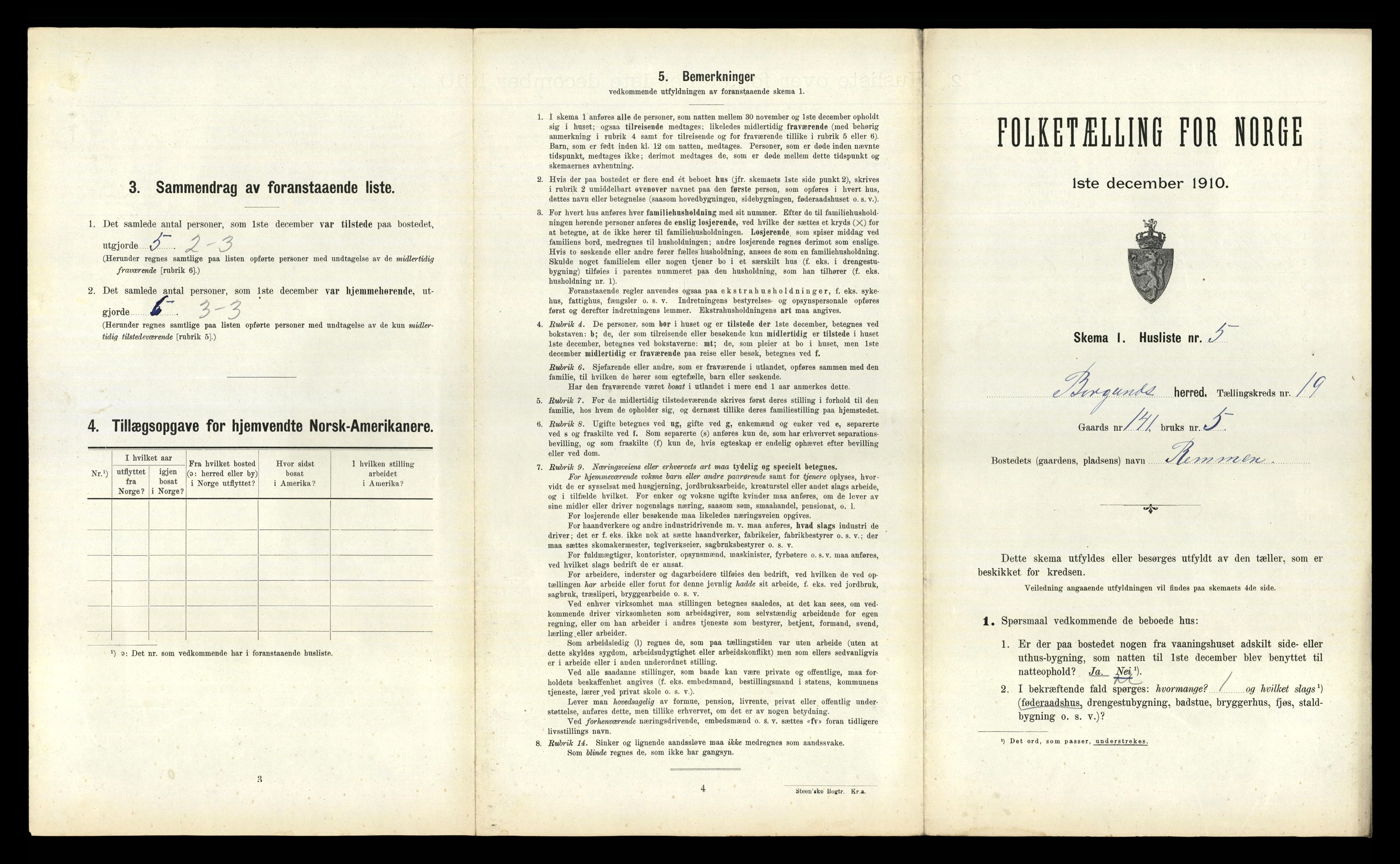 RA, 1910 census for Borgund, 1910, p. 1579