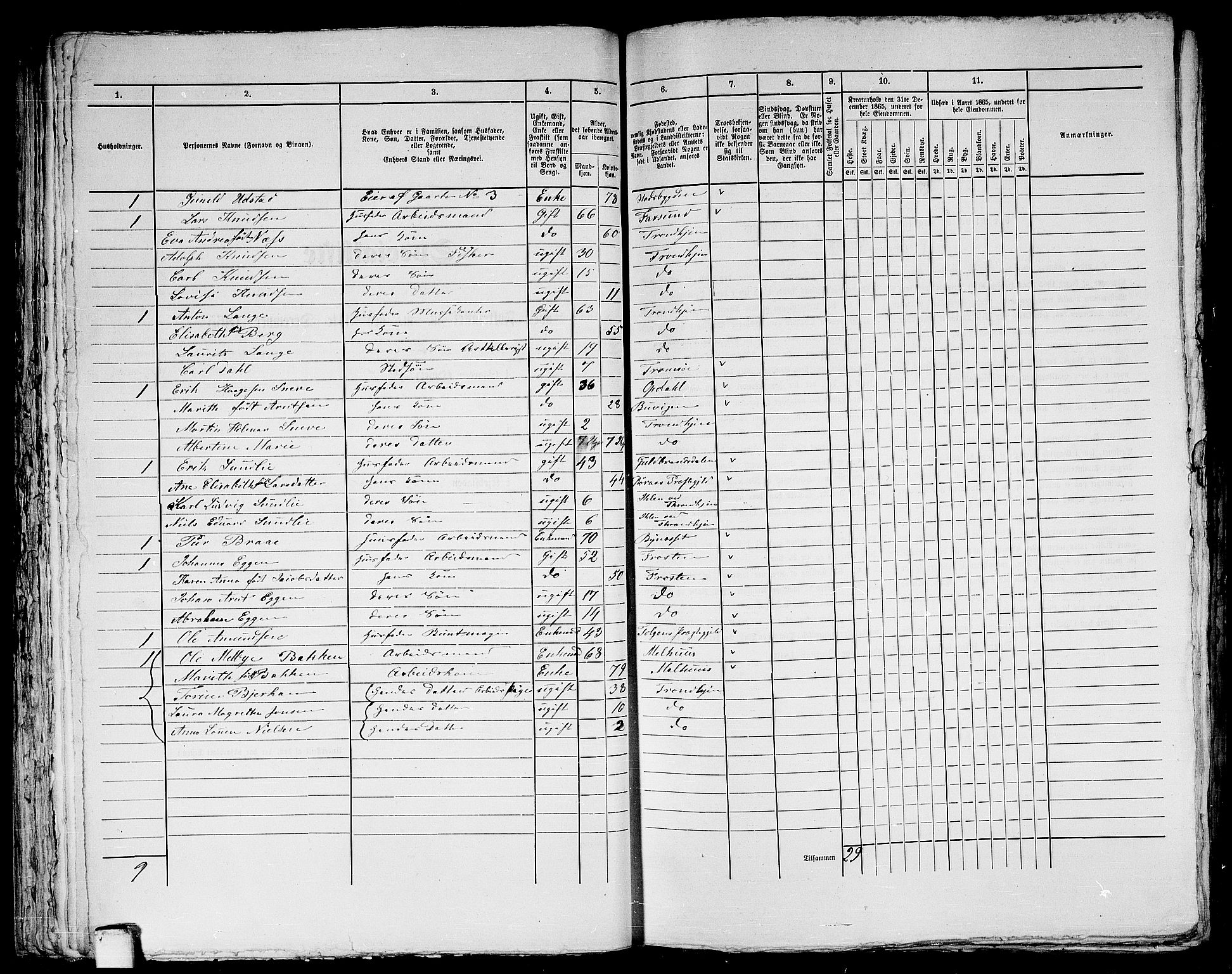 RA, 1865 census for Trondheim, 1865, p. 622