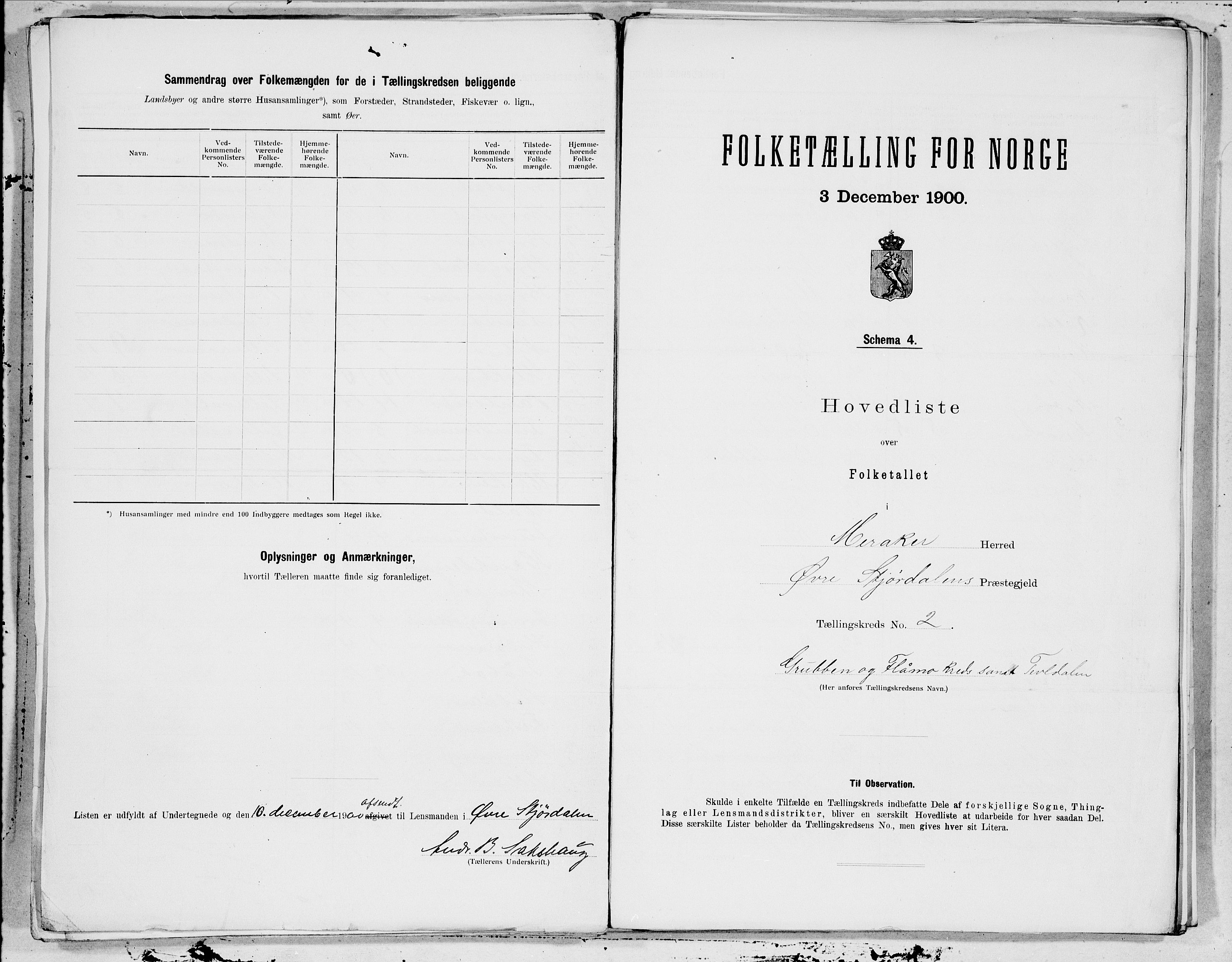 SAT, 1900 census for Meråker, 1900, p. 4