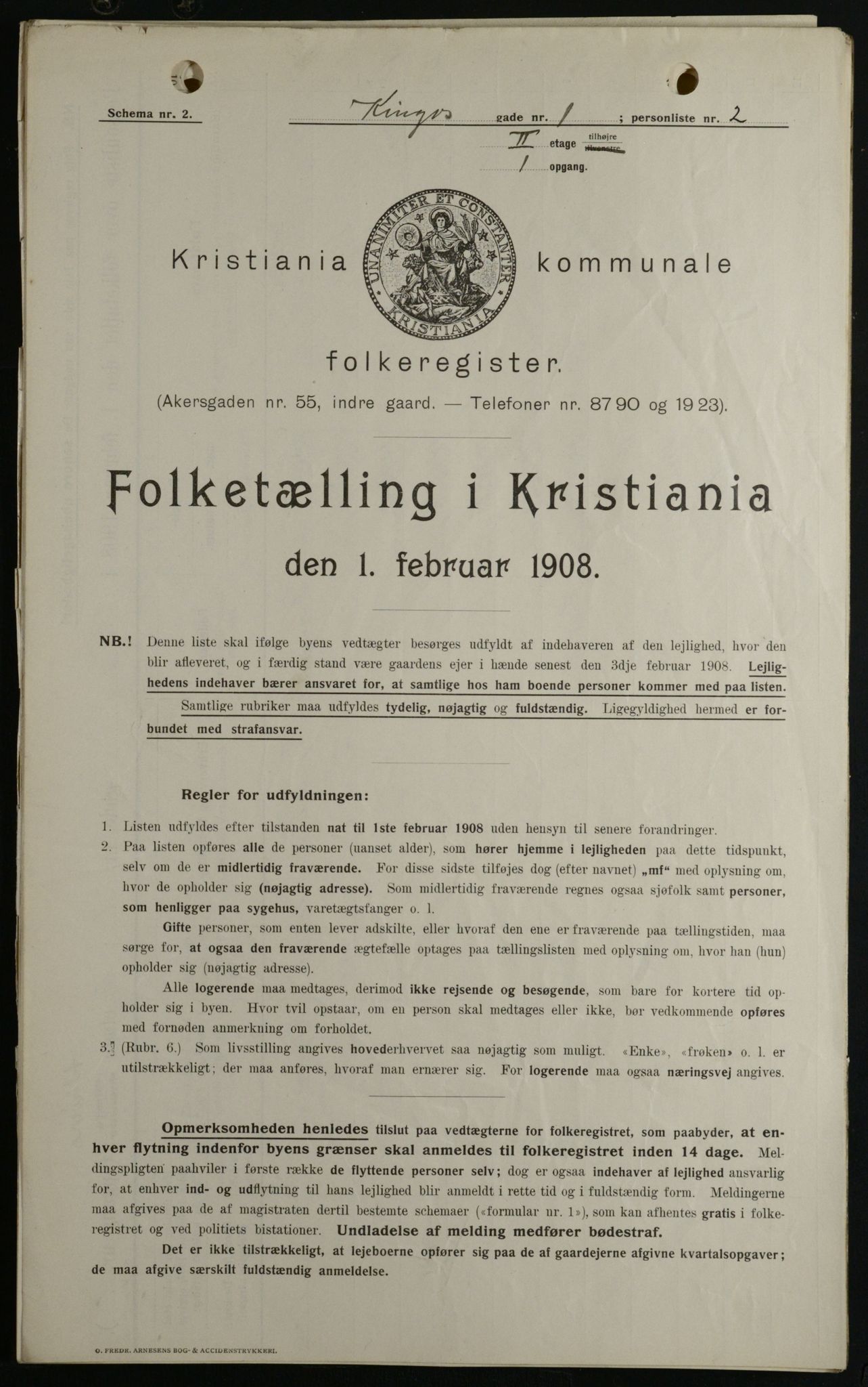 OBA, Municipal Census 1908 for Kristiania, 1908, p. 44317