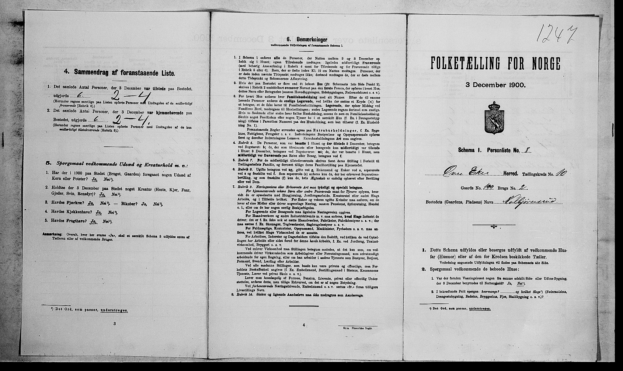 RA, 1900 census for Øvre Eiker, 1900, p. 1843