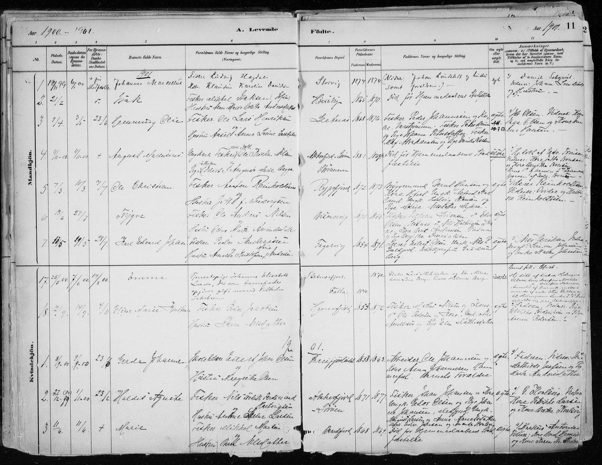 Hammerfest sokneprestkontor, SATØ/S-1347/H/Ha/L0013.kirke: Parish register (official) no. 13, 1898-1917, p. 11