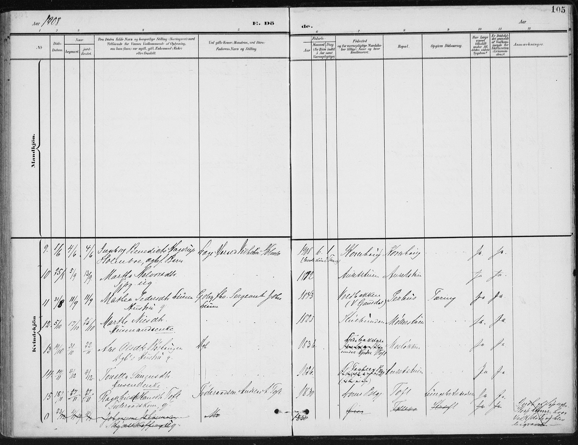 Østre Gausdal prestekontor, AV/SAH-PREST-092/H/Ha/Haa/L0005: Parish register (official) no. 5, 1902-1920, p. 105