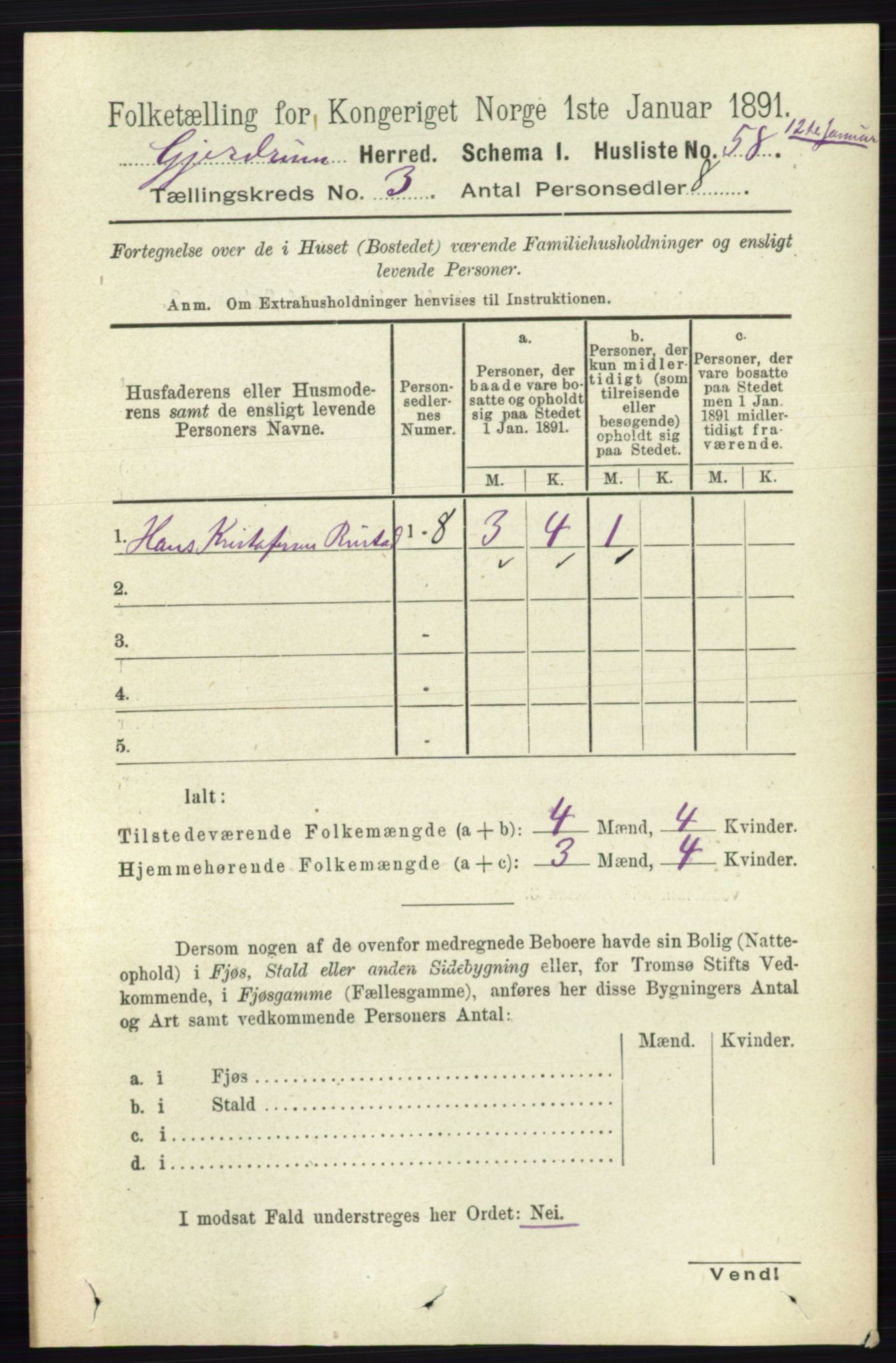RA, 1891 census for 0234 Gjerdrum, 1891, p. 1218