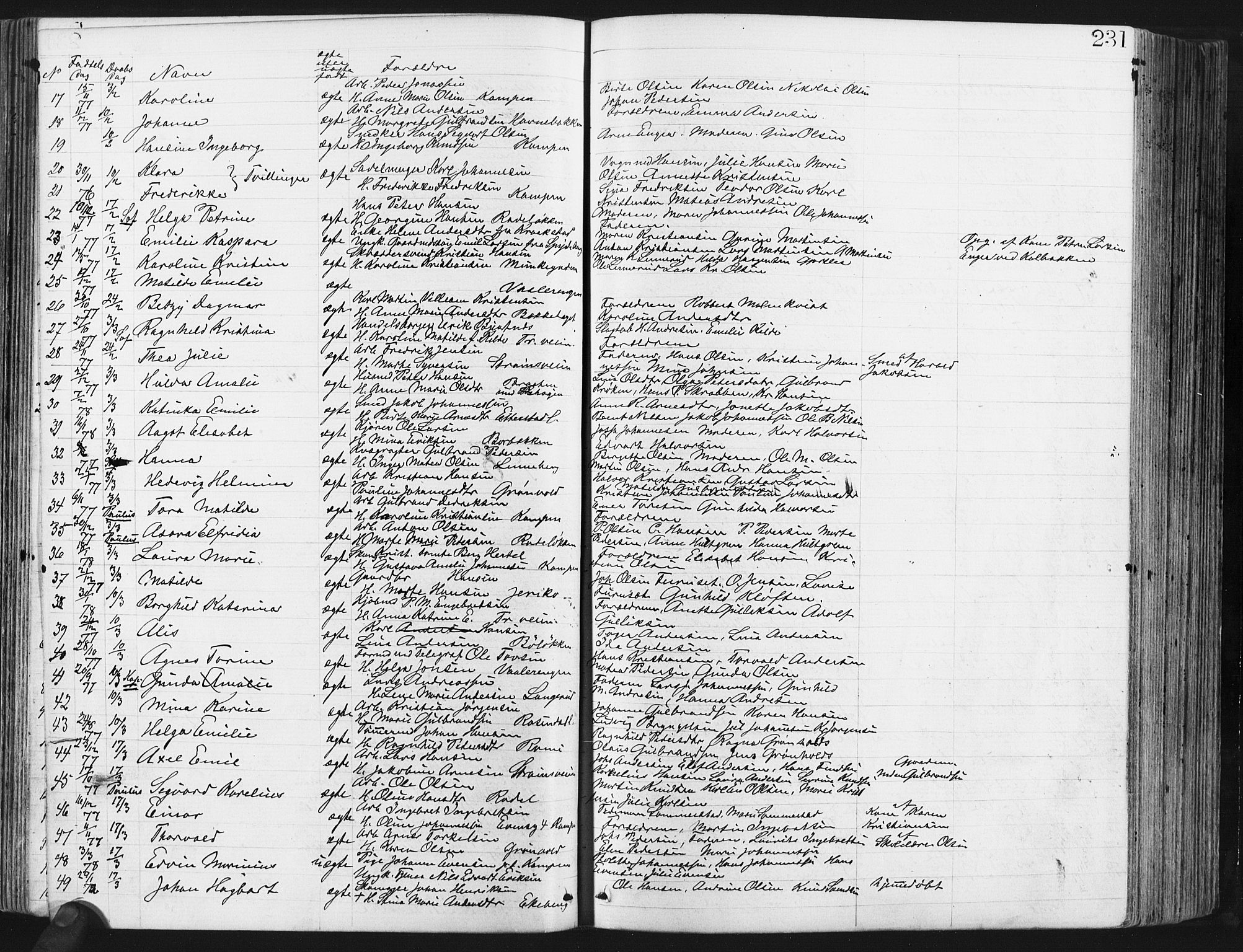 Østre Aker prestekontor Kirkebøker, SAO/A-10840/G/Ga/L0003: Parish register (copy) no. I 3, 1868-1913, p. 231