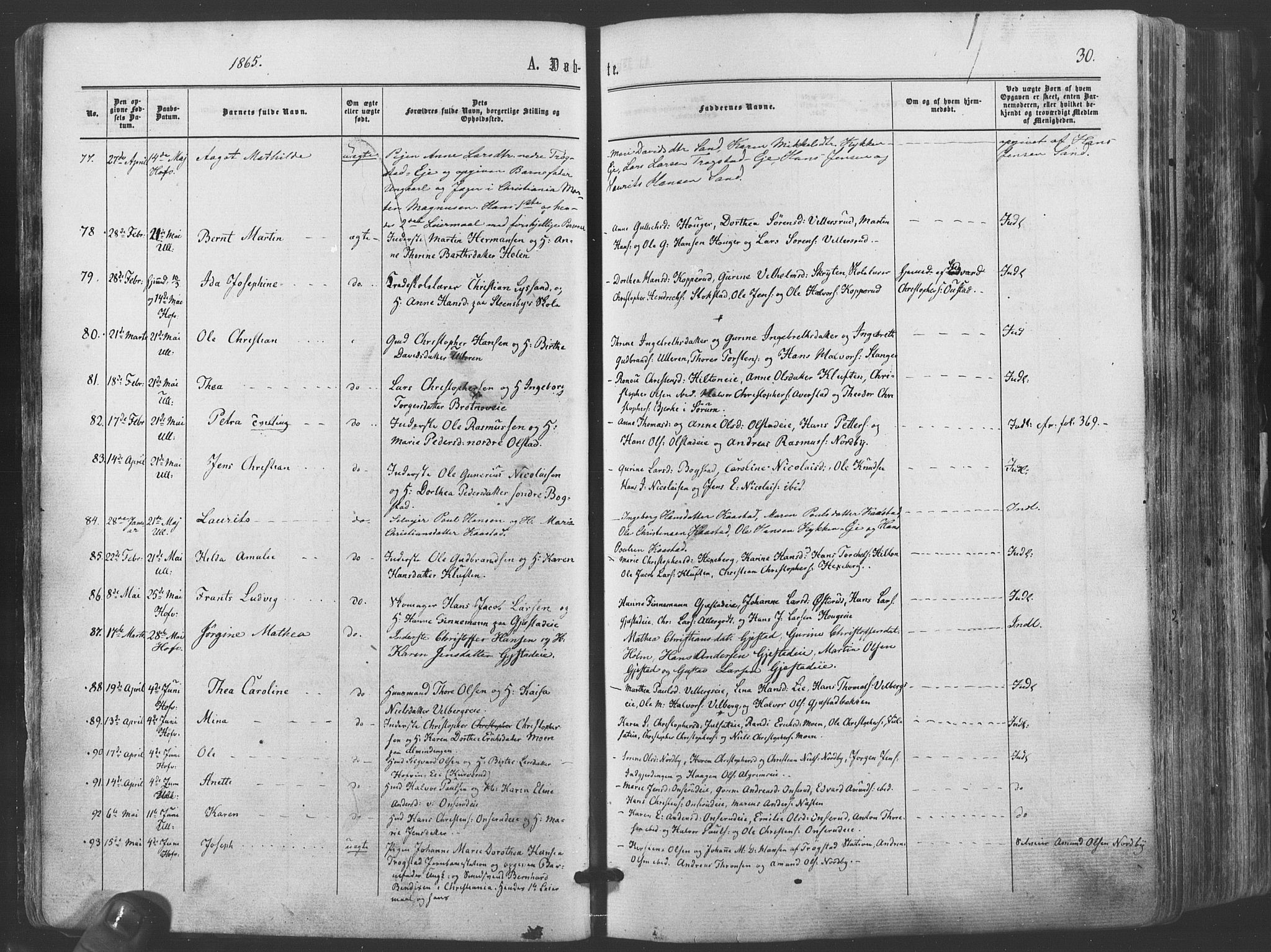 Ullensaker prestekontor Kirkebøker, SAO/A-10236a/F/Fa/L0016: Parish register (official) no. I 16, 1863-1875, p. 30