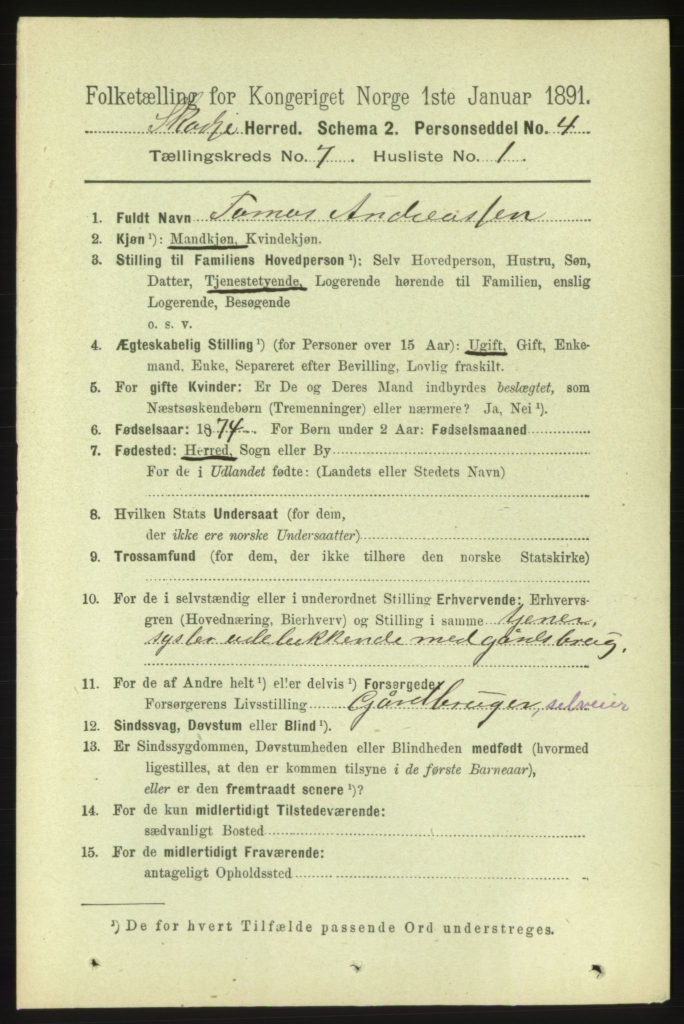 RA, 1891 census for 1529 Skodje, 1891, p. 1418