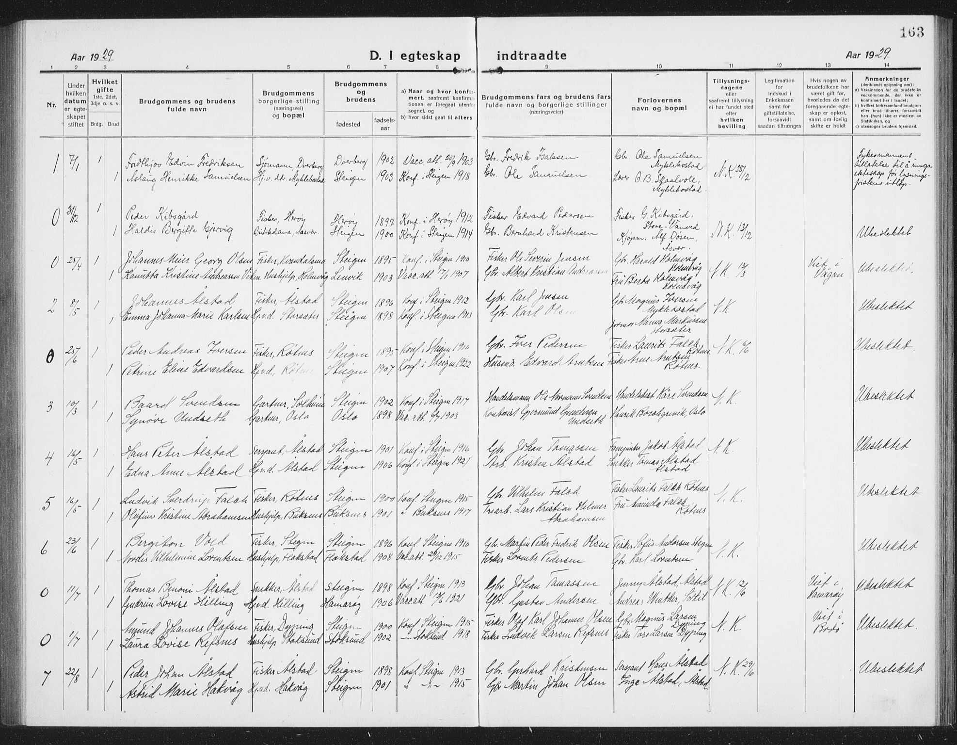 Ministerialprotokoller, klokkerbøker og fødselsregistre - Nordland, AV/SAT-A-1459/855/L0817: Parish register (copy) no. 855C06, 1917-1934, p. 163