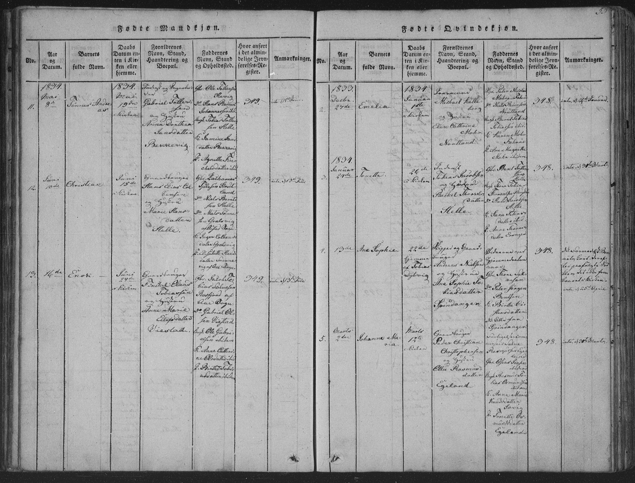 Herad sokneprestkontor, SAK/1111-0018/F/Fa/Fab/L0002: Parish register (official) no. A 2, 1816-1844, p. 55