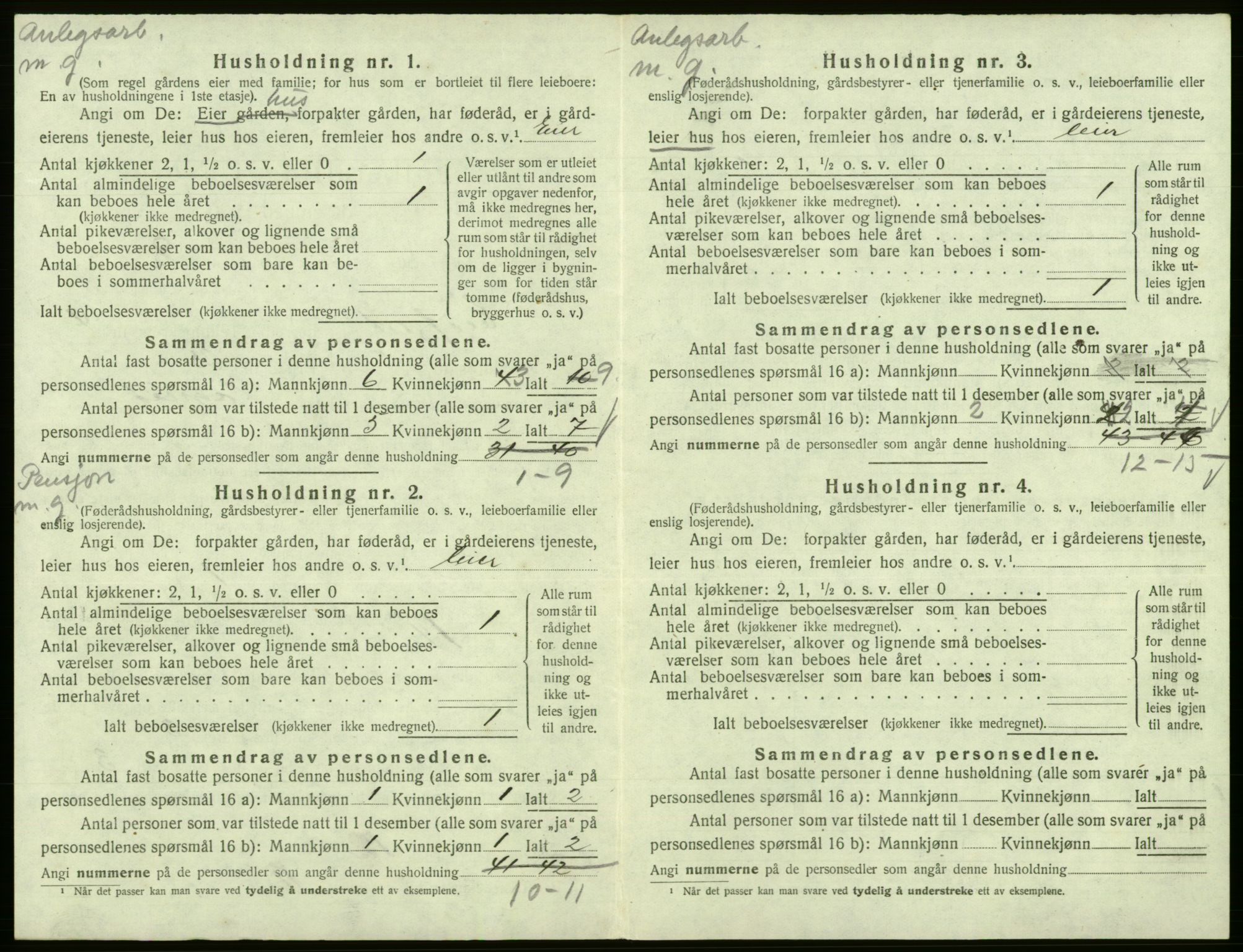 SAB, 1920 census for Eidfjord, 1920, p. 220