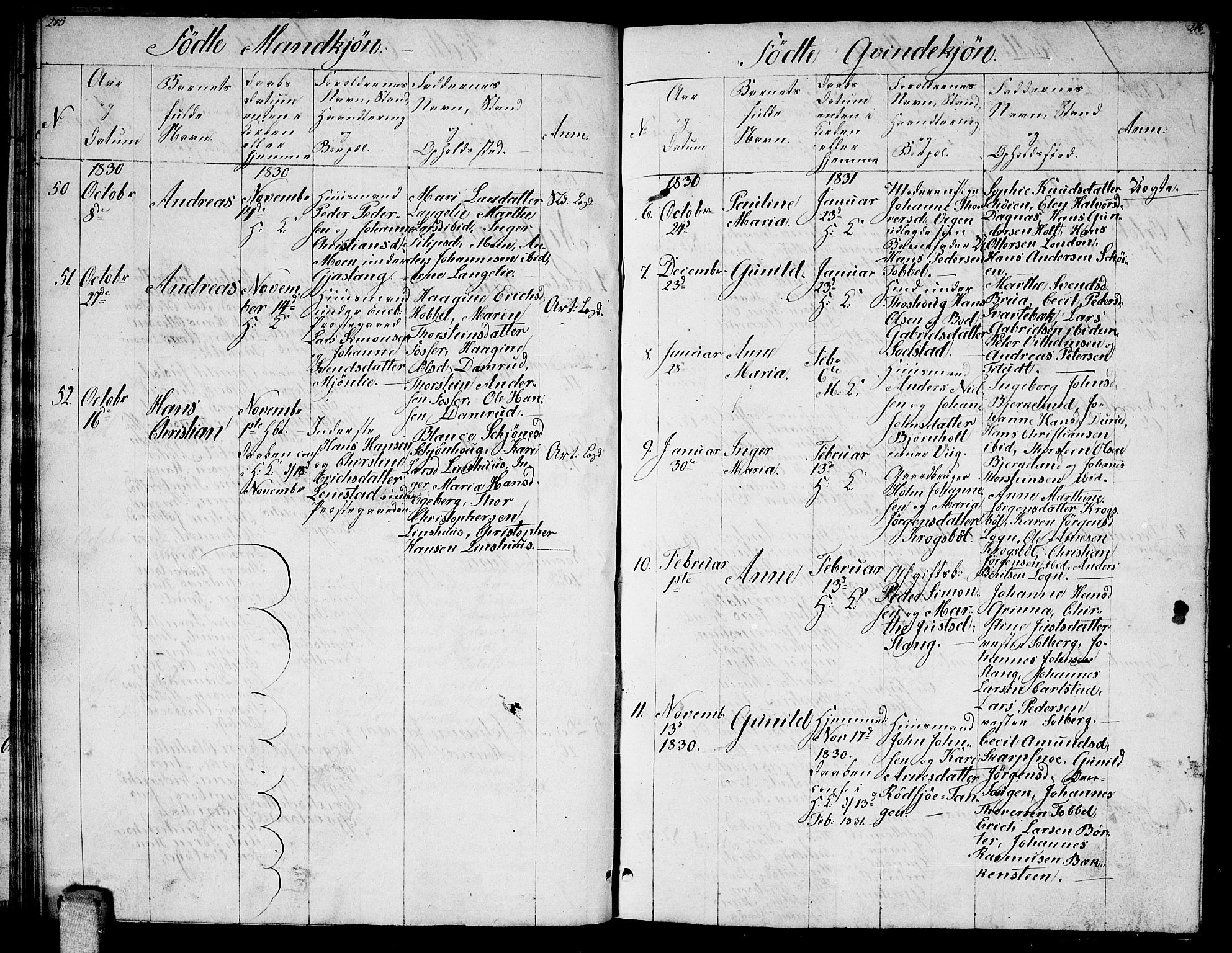 Enebakk prestekontor Kirkebøker, AV/SAO-A-10171c/G/Ga/L0002: Parish register (copy) no. I 2, 1822-1833, p. 215-216