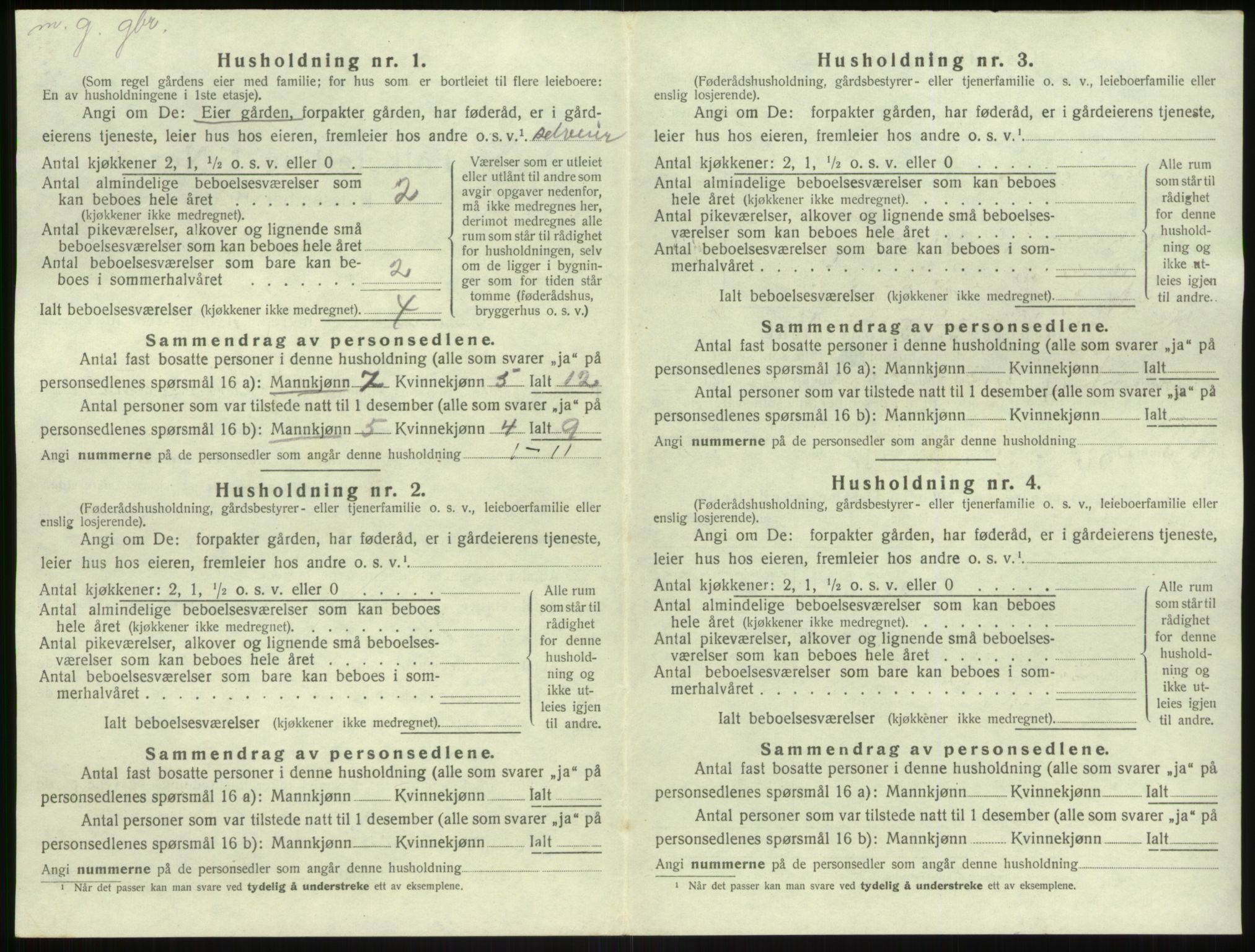 SAB, 1920 census for Solund, 1920, p. 619