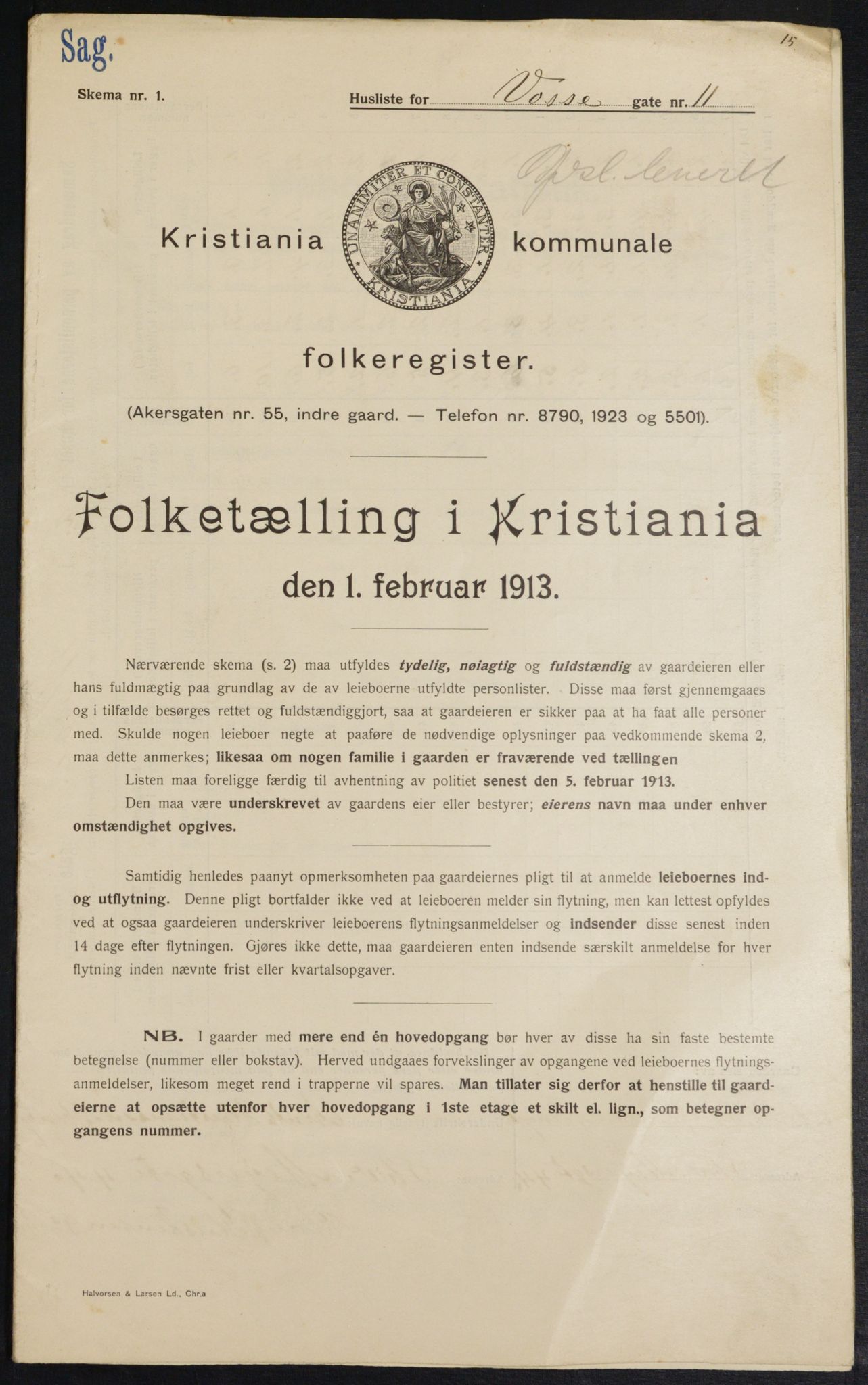 OBA, Municipal Census 1913 for Kristiania, 1913, p. 125325