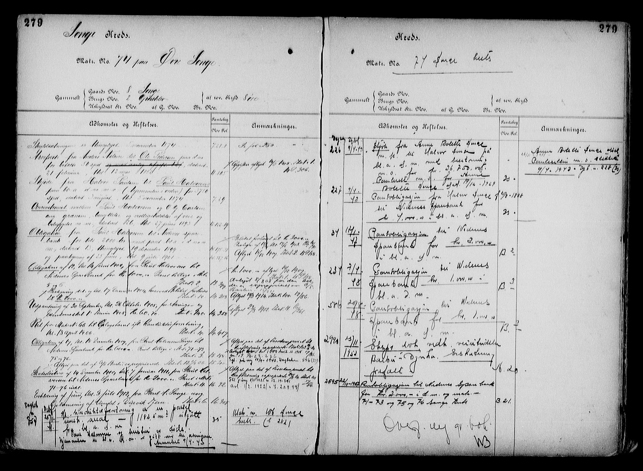 Arendal byfogd, AV/SAK-1222-0001/G/Ga/L0015: Mortgage register no. 13, 1860-1960, p. 279