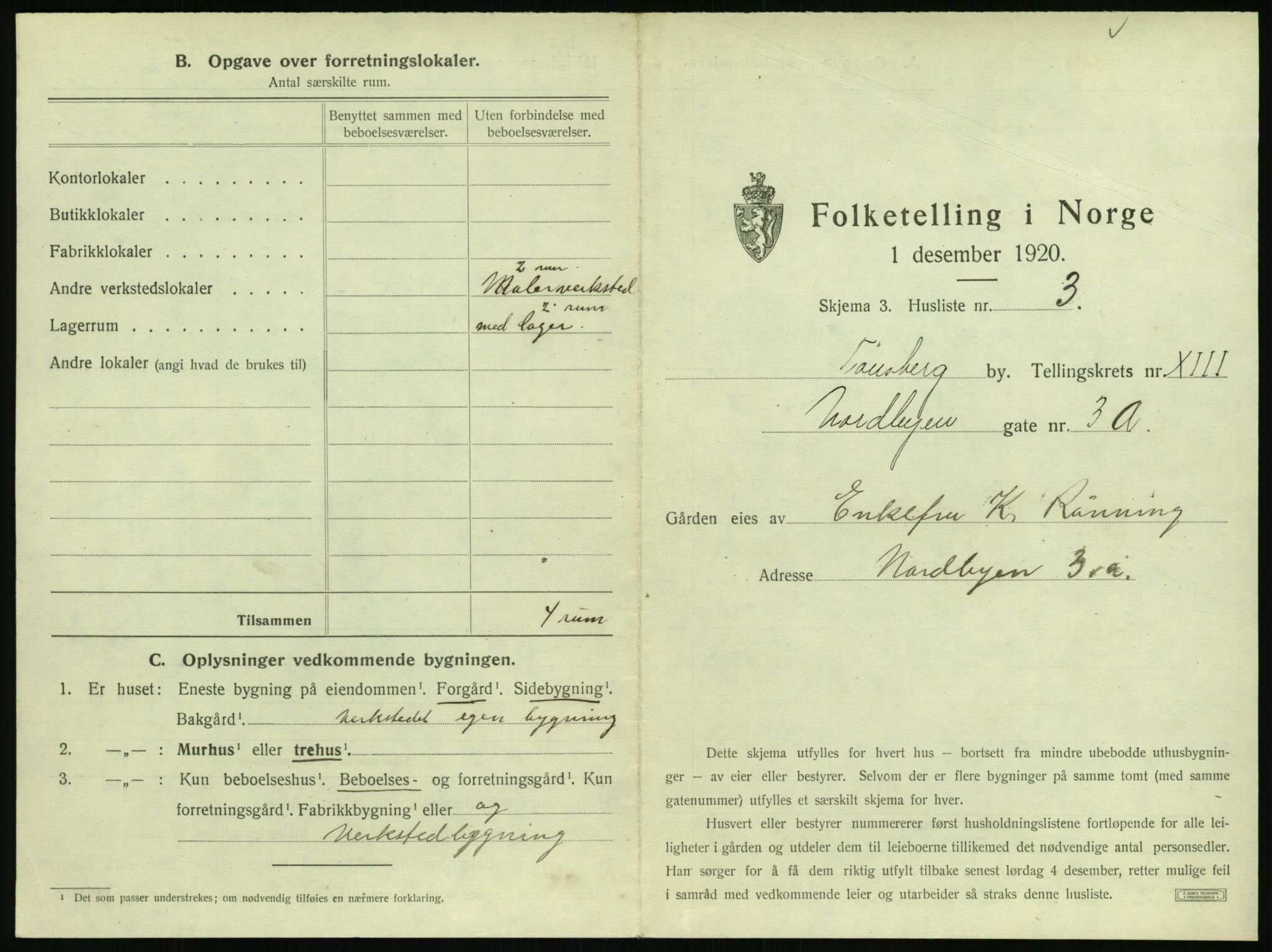 SAKO, 1920 census for Tønsberg, 1920, p. 1353