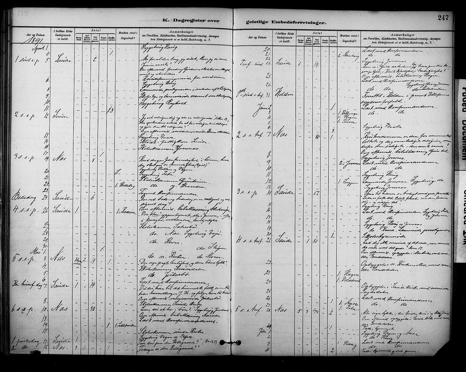 Sauherad kirkebøker, AV/SAKO-A-298/F/Fa/L0009: Parish register (official) no. I 9, 1887-1912, p. 247