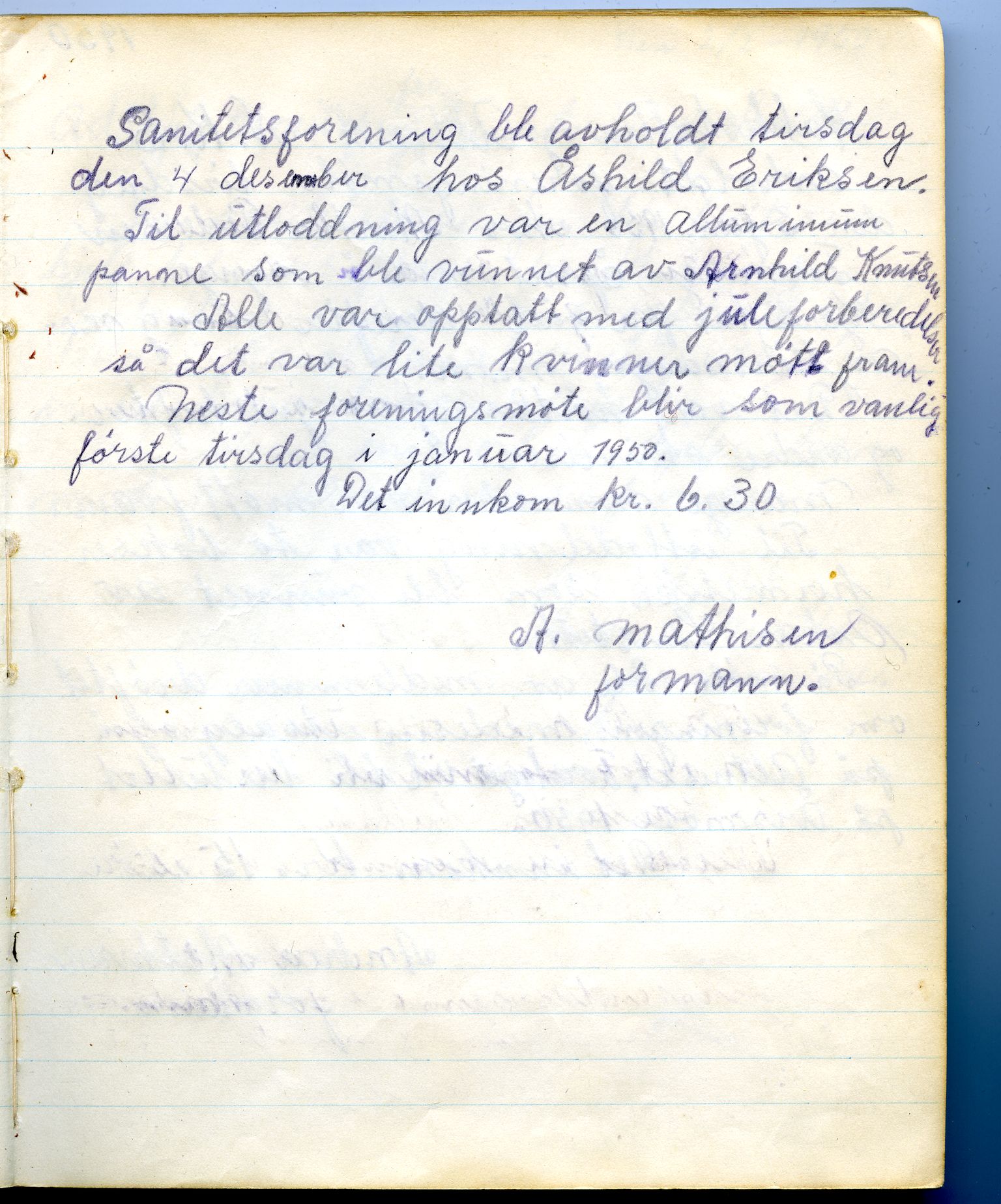 Hakkstabben-Altneset sanitetsforening, FMFB/A-1008/A/L0001: Møteprotokoll, 1947-1960