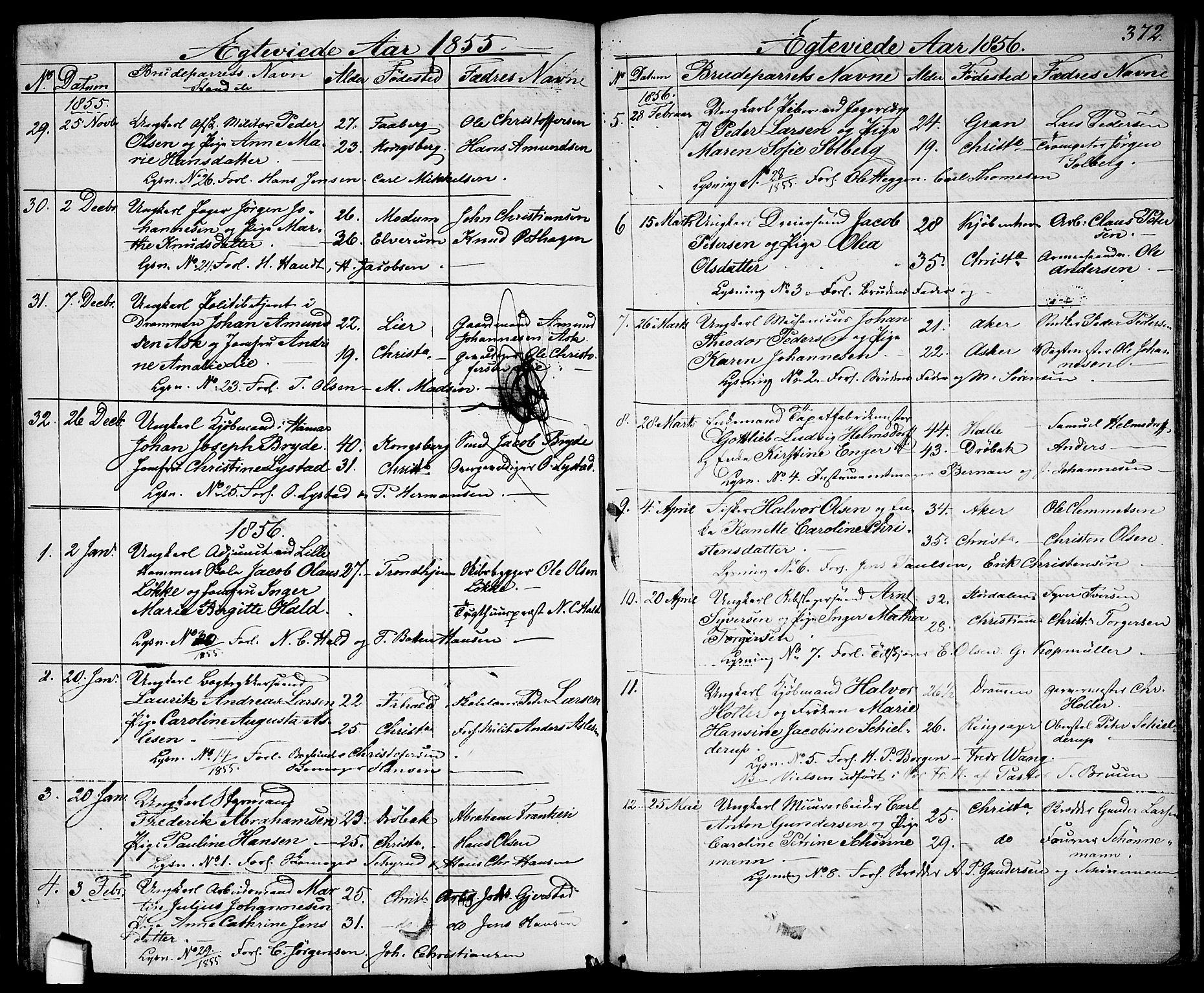 Garnisonsmenigheten Kirkebøker, SAO/A-10846/G/Ga/L0005: Parish register (copy) no. 5, 1841-1860, p. 372