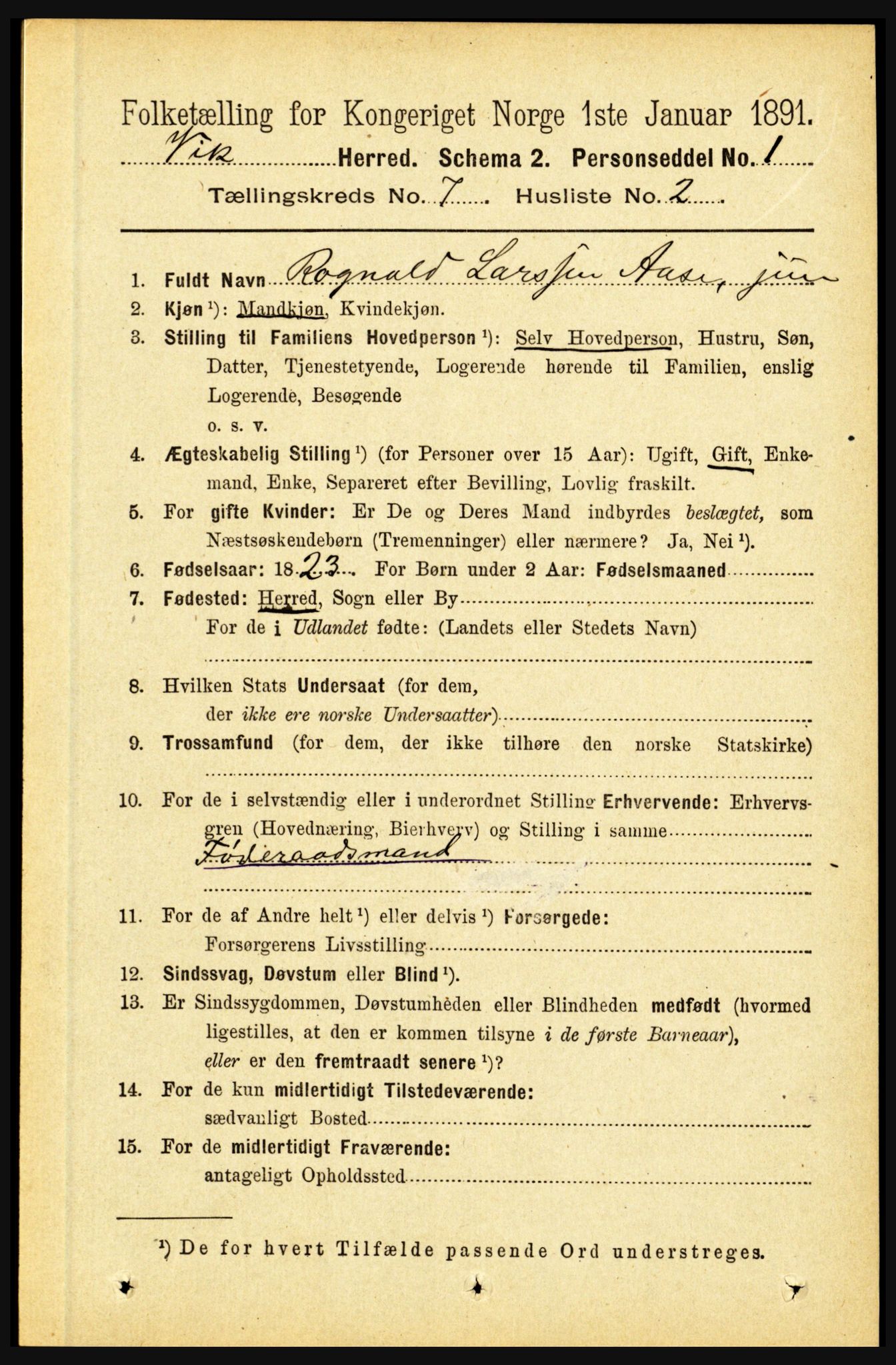 RA, 1891 census for 1417 Vik, 1891, p. 3239