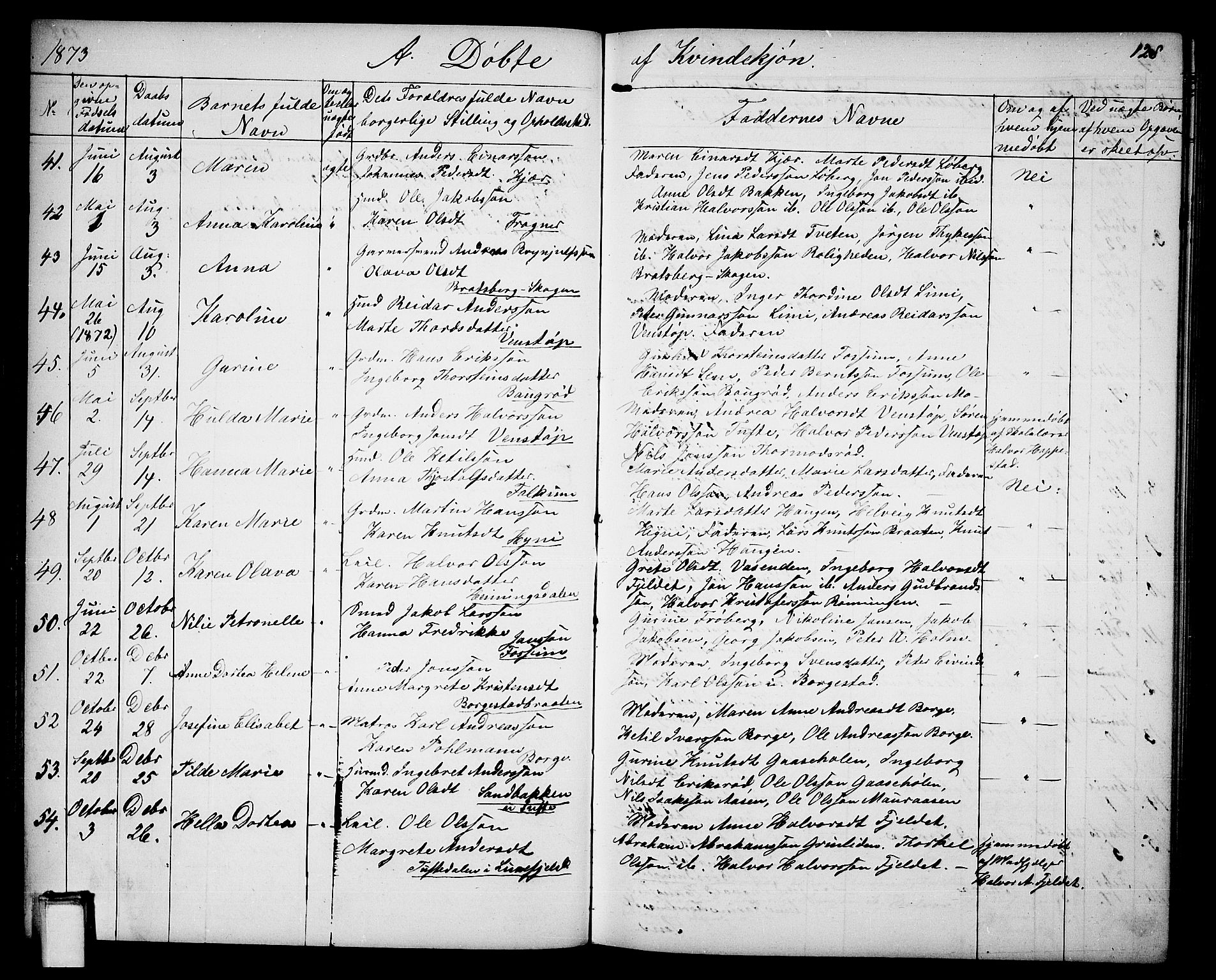 Gjerpen kirkebøker, SAKO/A-265/G/Ga/L0001: Parish register (copy) no. I 1, 1864-1882, p. 128