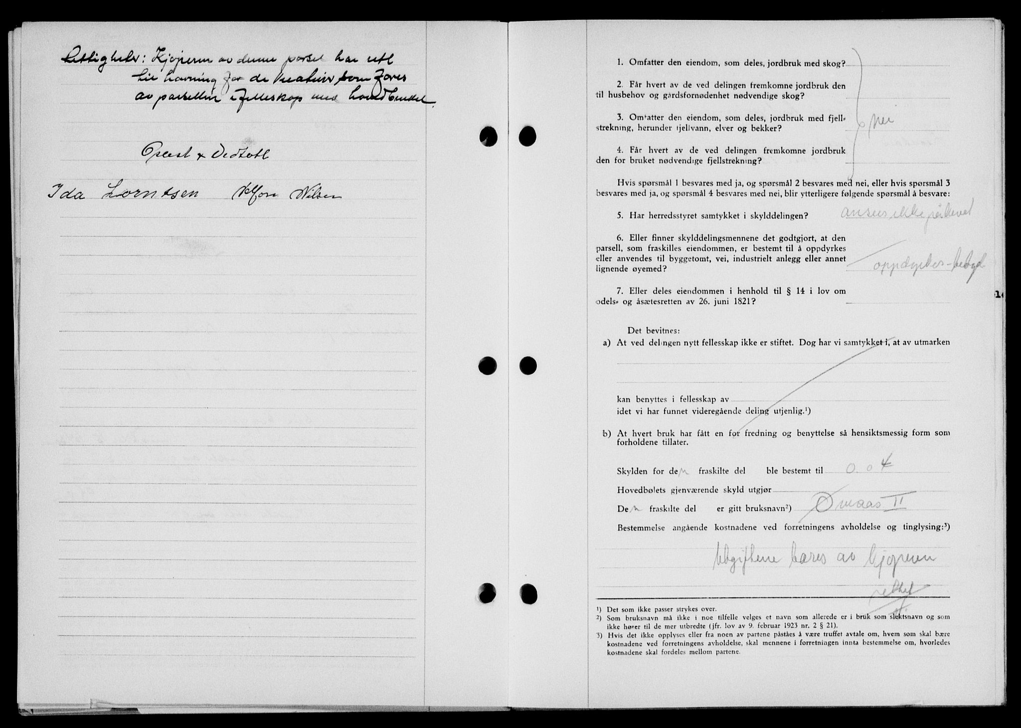 Lofoten sorenskriveri, SAT/A-0017/1/2/2C/L0011a: Mortgage book no. 11a, 1943-1943, Diary no: : 772/1943