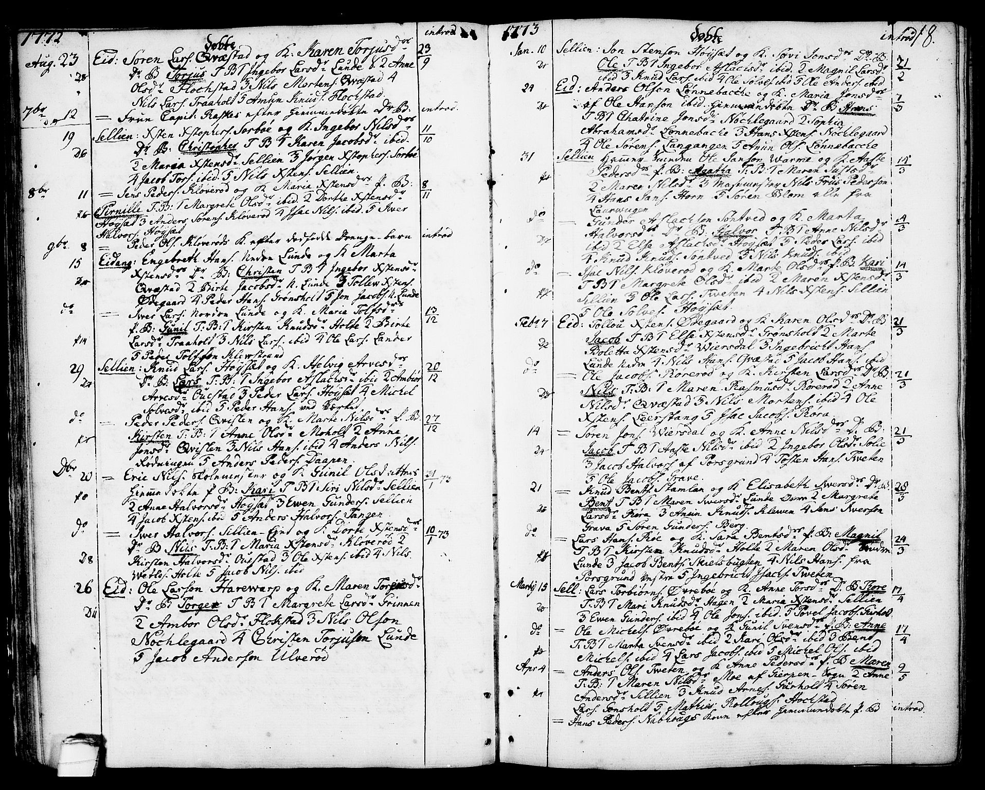 Eidanger kirkebøker, AV/SAKO-A-261/F/Fa/L0006: Parish register (official) no. 6, 1764-1814, p. 18