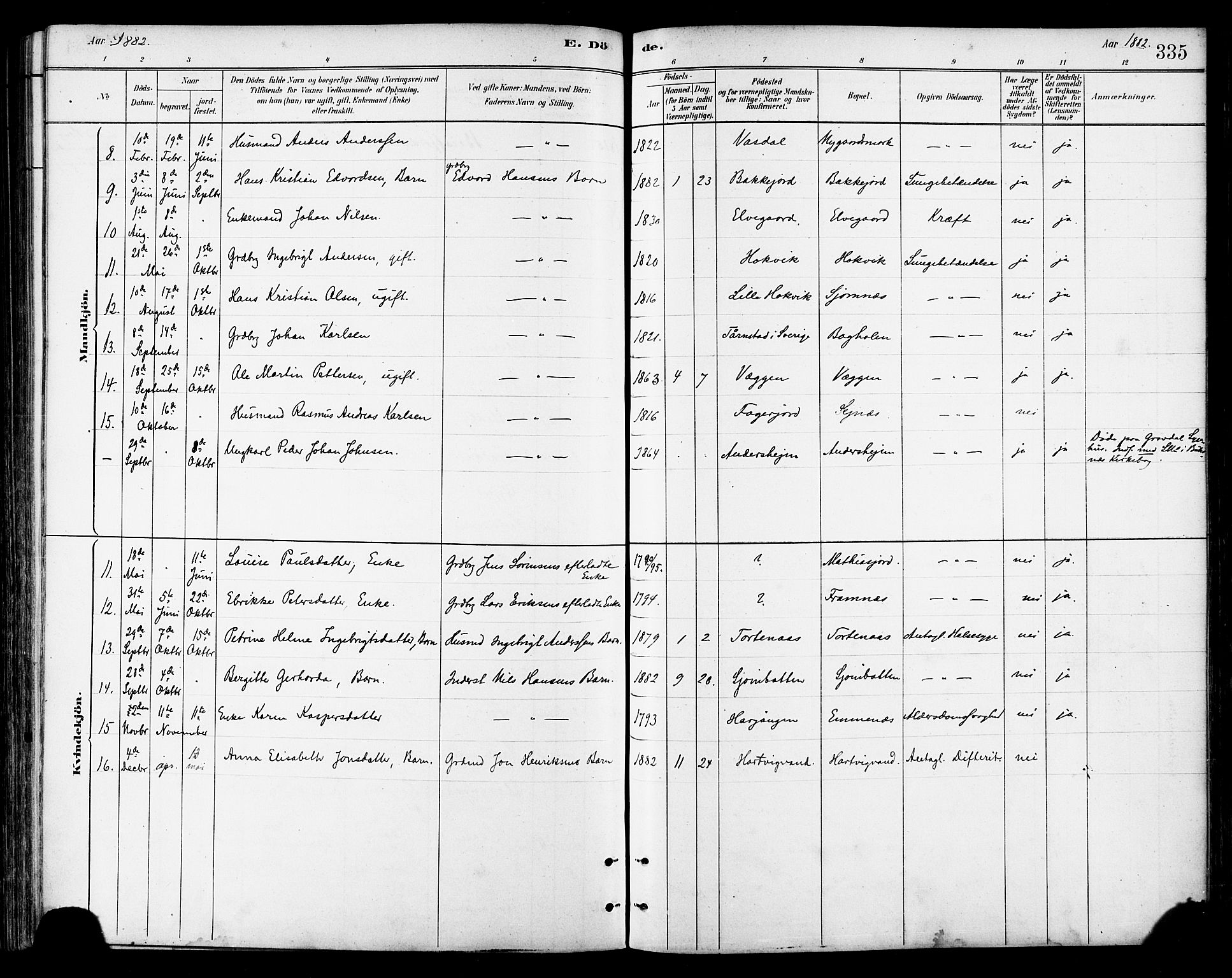 Ministerialprotokoller, klokkerbøker og fødselsregistre - Nordland, SAT/A-1459/866/L0938: Parish register (official) no. 866A01, 1879-1893, p. 335