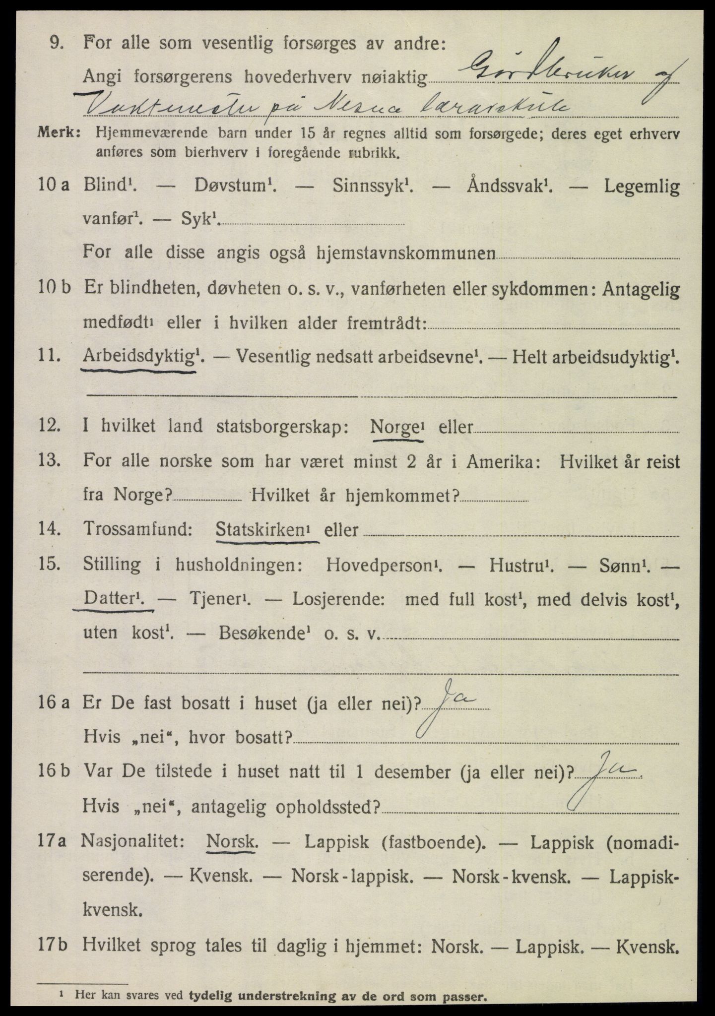 SAT, 1920 census for Nesna, 1920, p. 5202