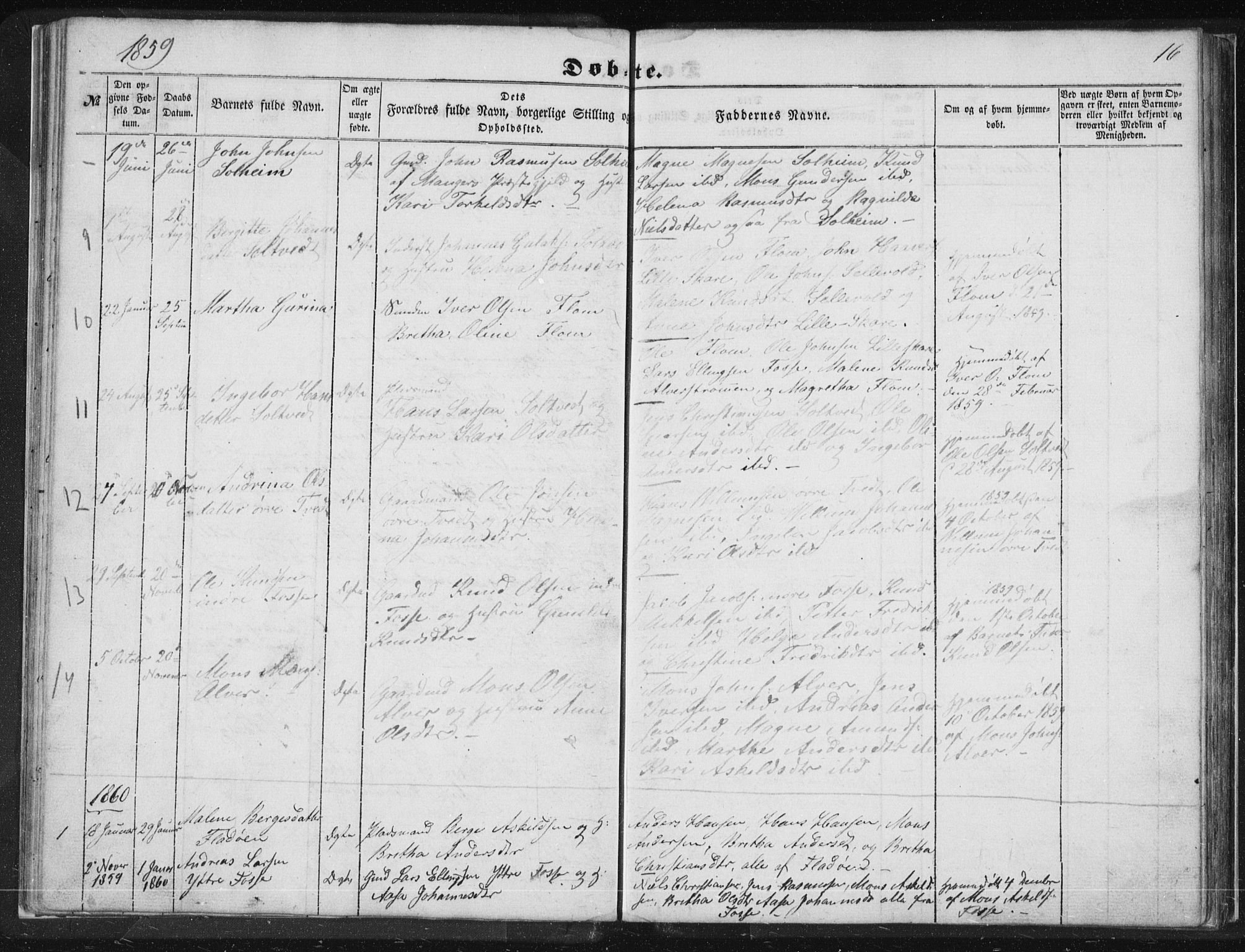 Alversund Sokneprestembete, SAB/A-73901/H/Ha/Hab: Parish register (copy) no. A 1, 1852-1864, p. 16