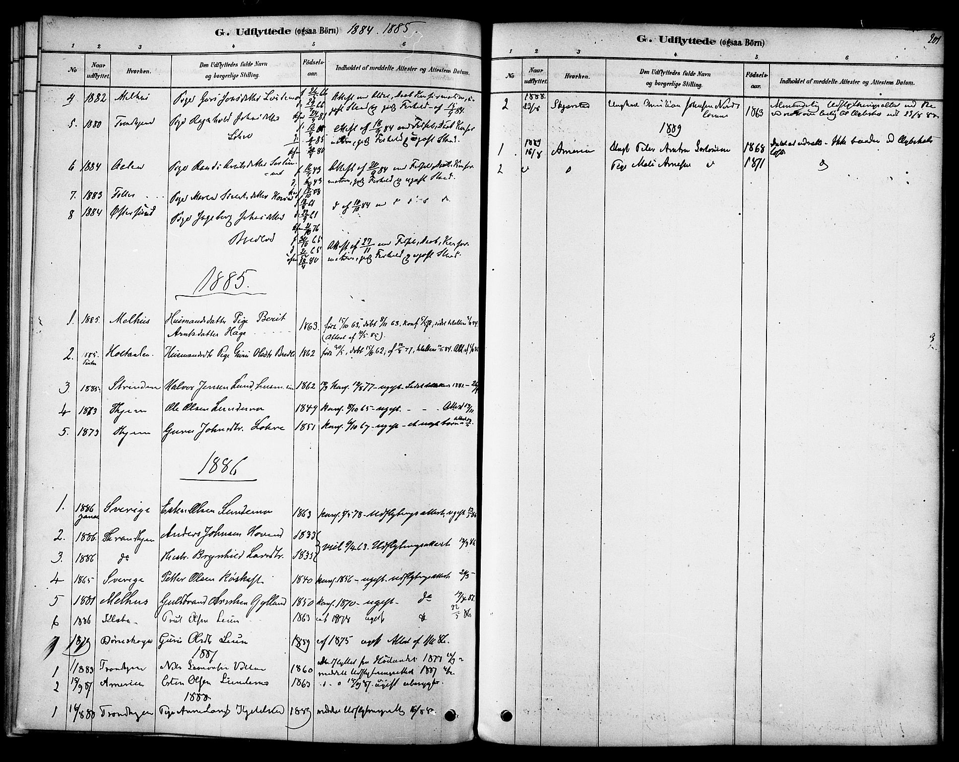 Ministerialprotokoller, klokkerbøker og fødselsregistre - Sør-Trøndelag, SAT/A-1456/692/L1105: Parish register (official) no. 692A05, 1878-1890, p. 201