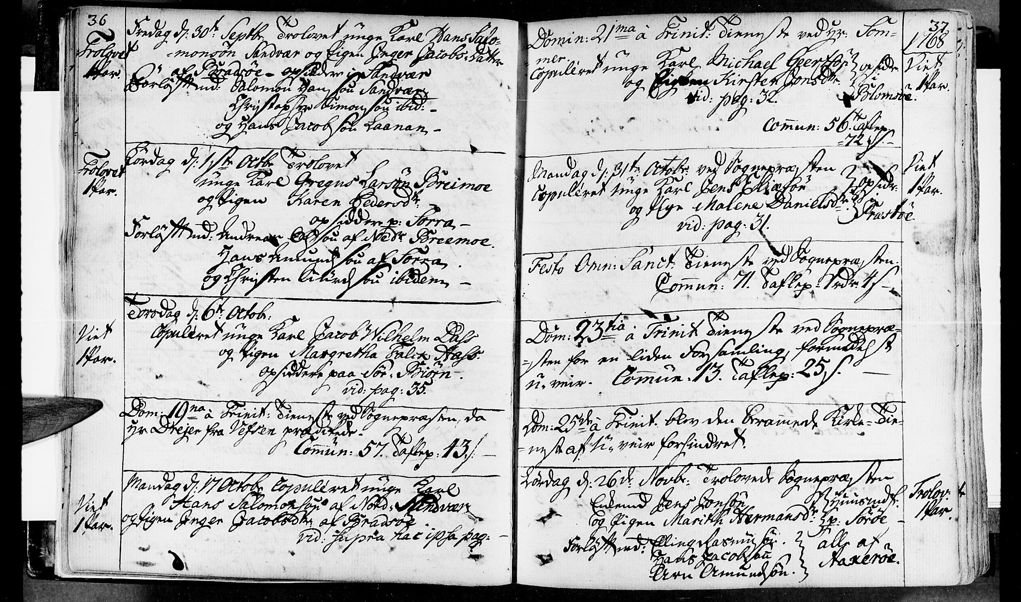 Ministerialprotokoller, klokkerbøker og fødselsregistre - Nordland, SAT/A-1459/830/L0436: Parish register (official) no. 830A05 /1, 1737-1804, p. 36-37