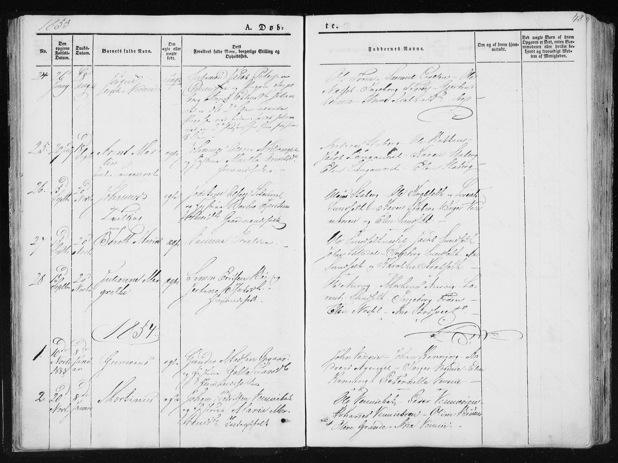 Ministerialprotokoller, klokkerbøker og fødselsregistre - Nord-Trøndelag, SAT/A-1458/733/L0323: Parish register (official) no. 733A02, 1843-1870, p. 48