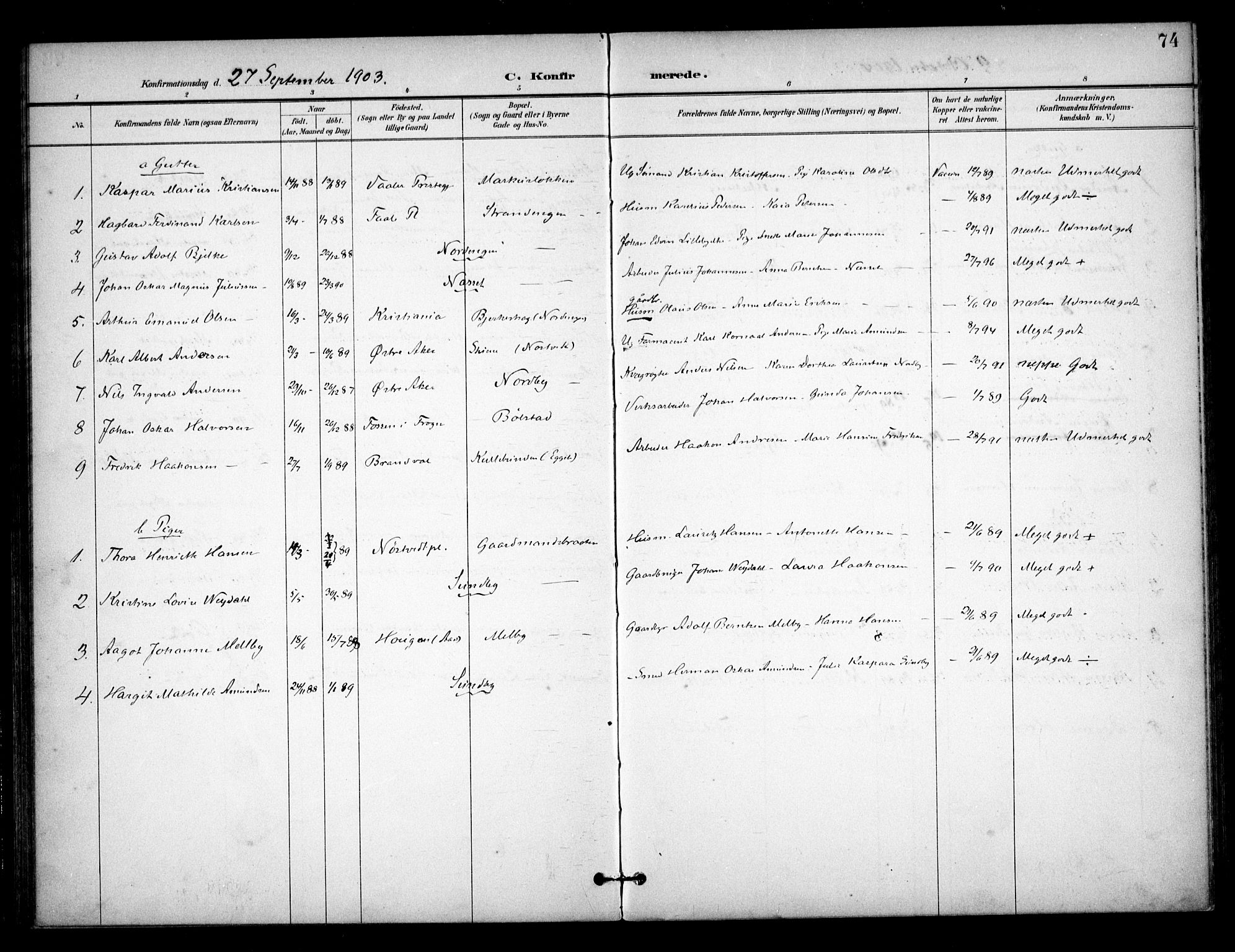 Ås prestekontor Kirkebøker, SAO/A-10894/F/Fb/L0002: Parish register (official) no. II 2, 1895-1916, p. 74